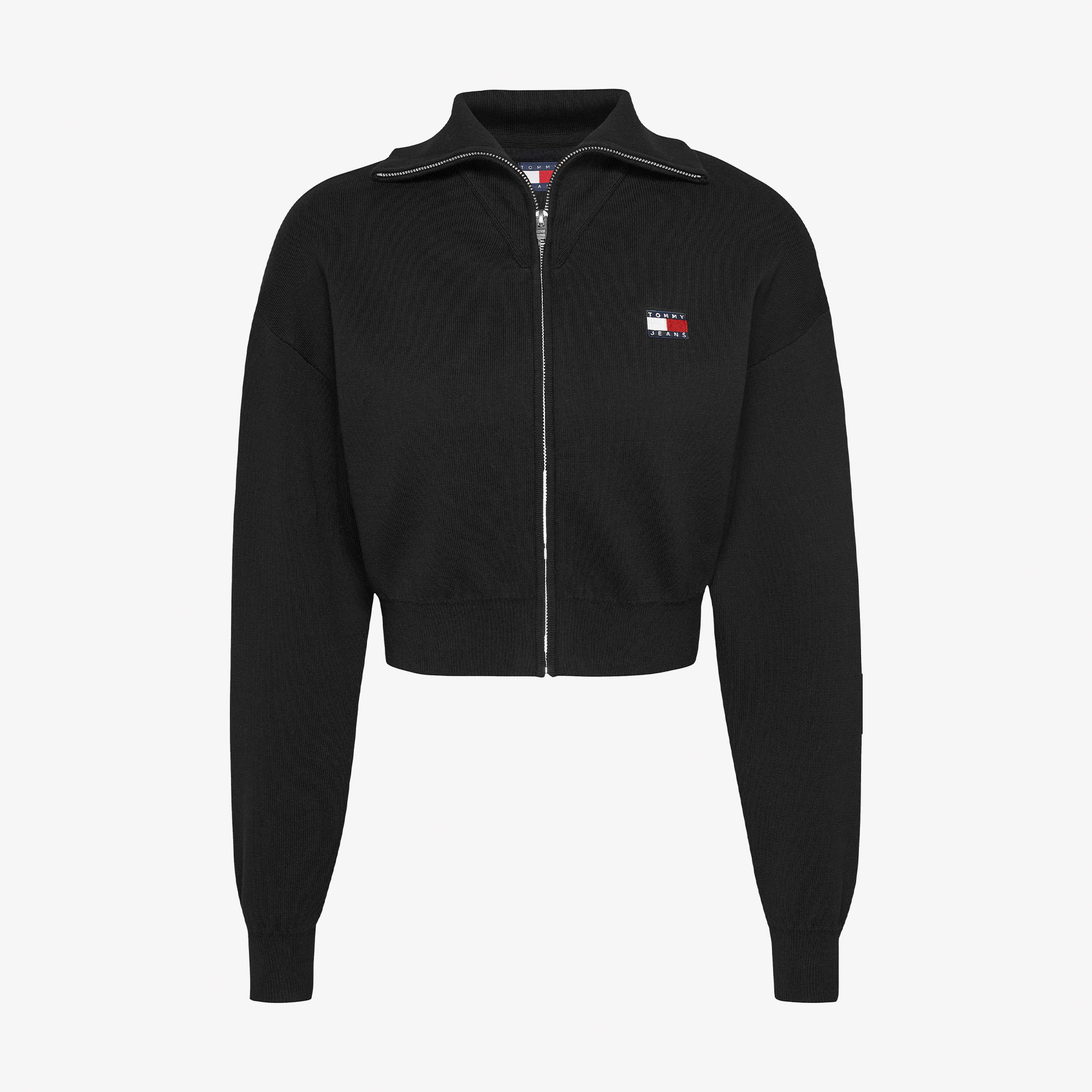 Tommy Jeans Crp Badge Zip Thru Cardigan Kadın Siyah Kazak