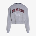 Tommy Jeans Crop Cneck Collar Kadın Gri Sweatshirt
