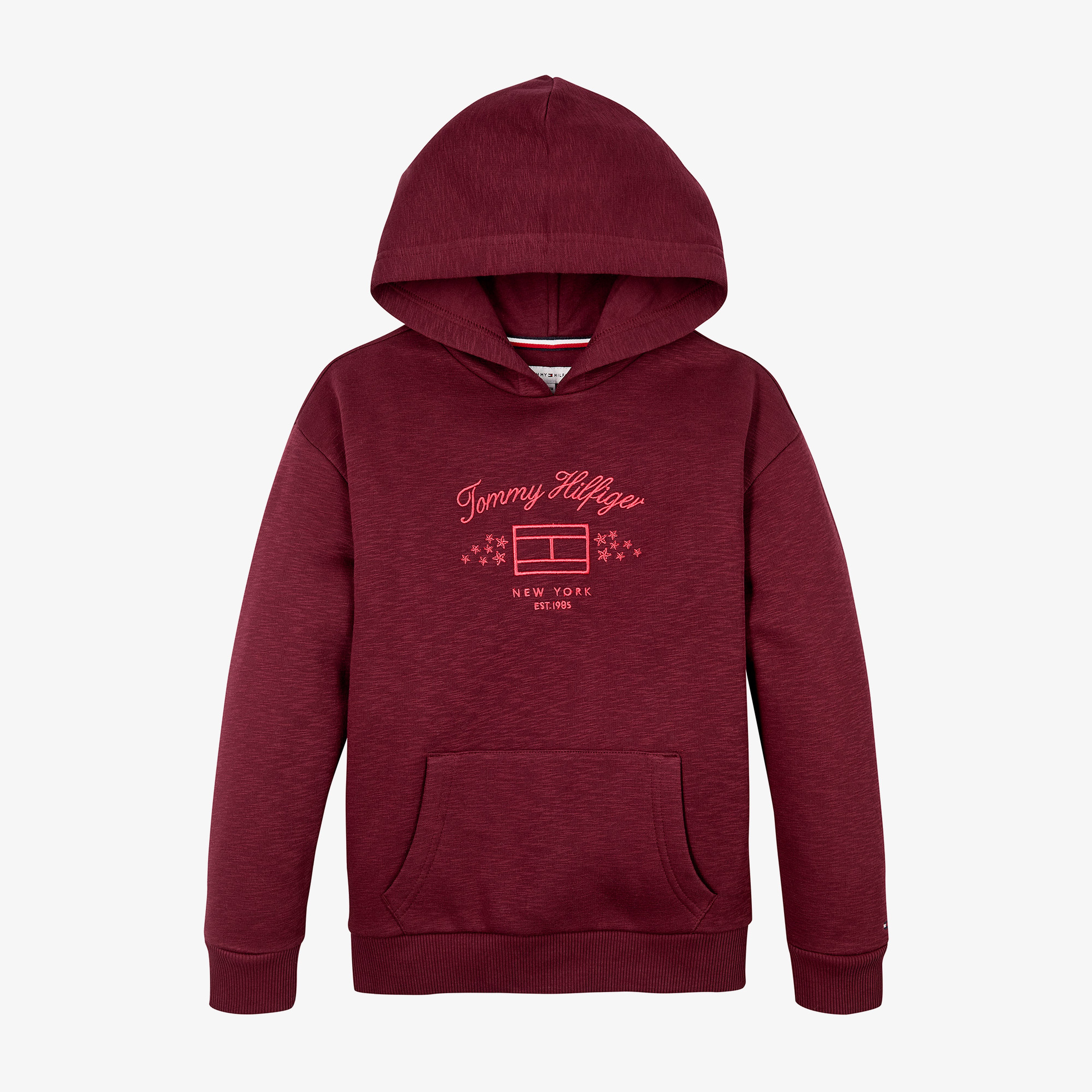 Tommy Hilfiger Flag Slub Fleece Çocuk Bordo Hoodie