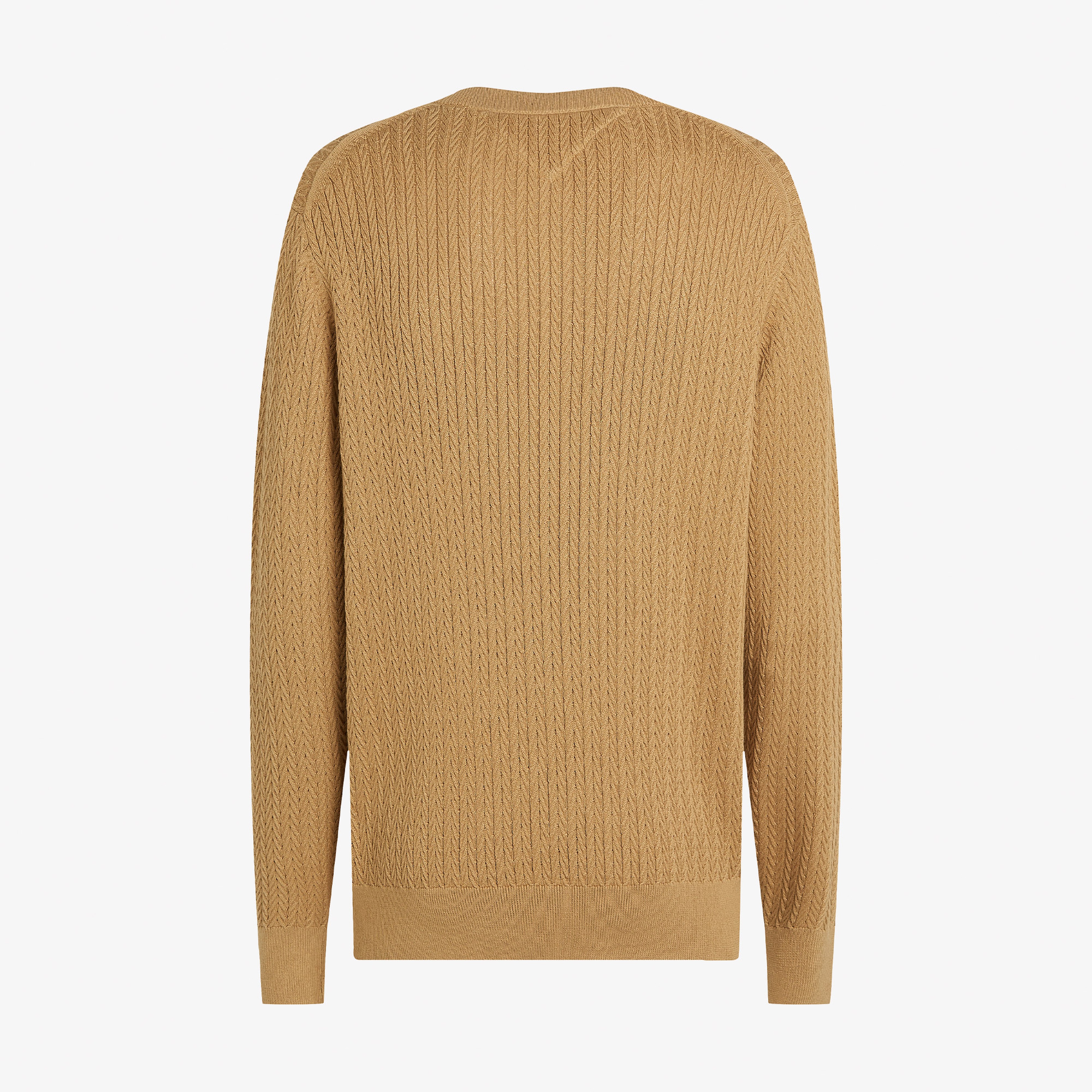 Tommy Hilfiger Herringbone Structure C Nk Erkek Haki Kazak