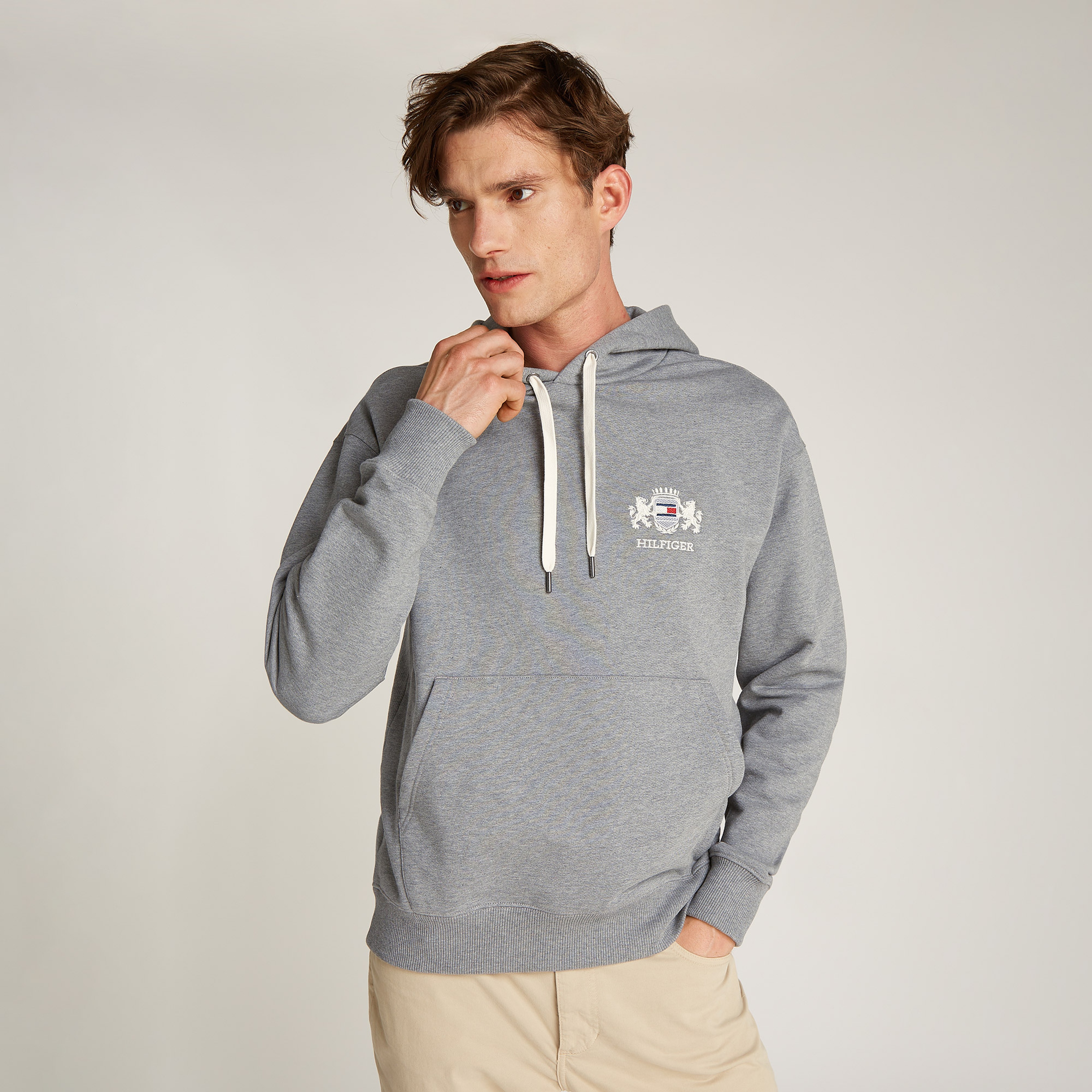 Tommy Hilfiger Small Crest Erkek Gri Sweatshirt