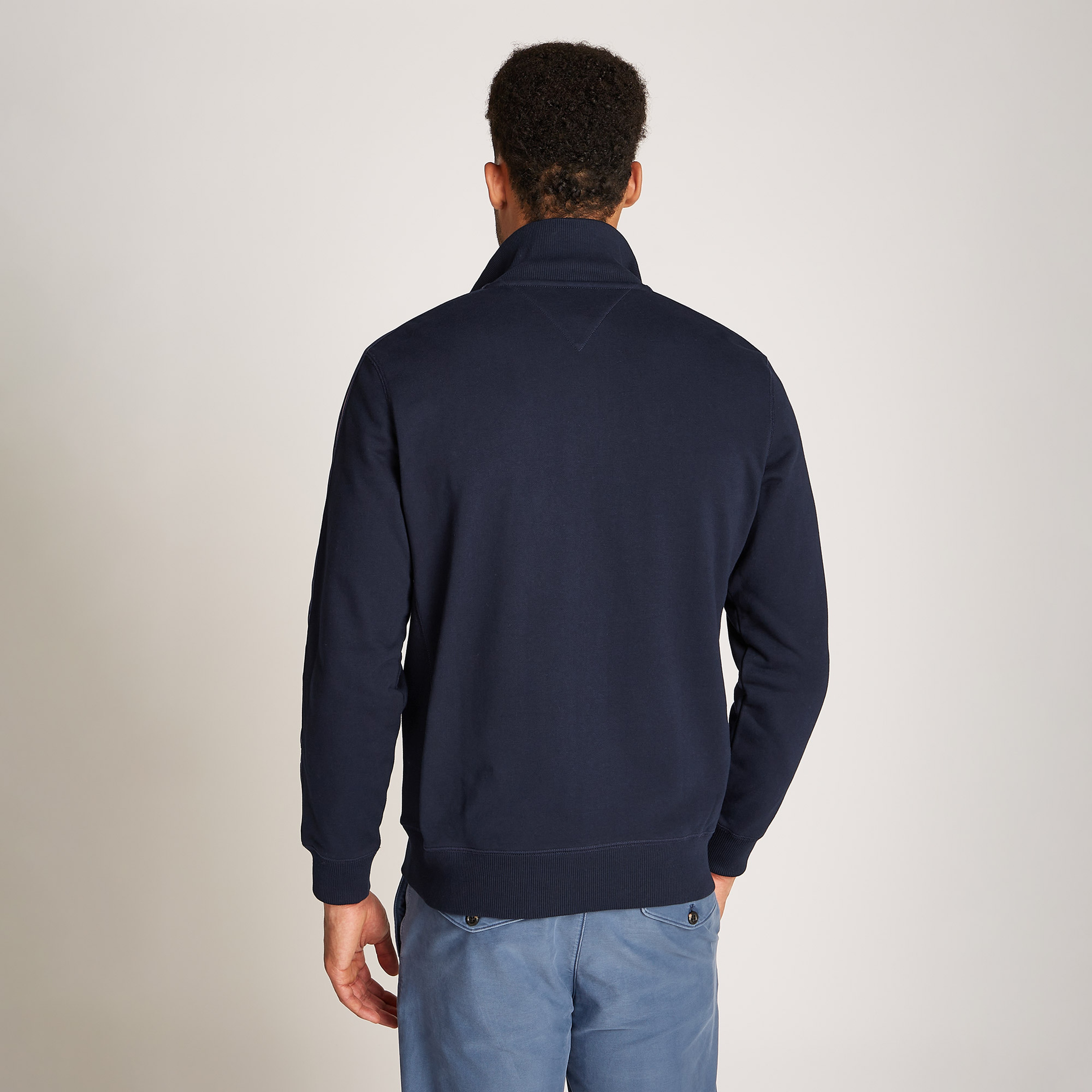 Tommy Hilfiger Global Stripe Zt Stand Collar Erkek Mavi Sweatshirt