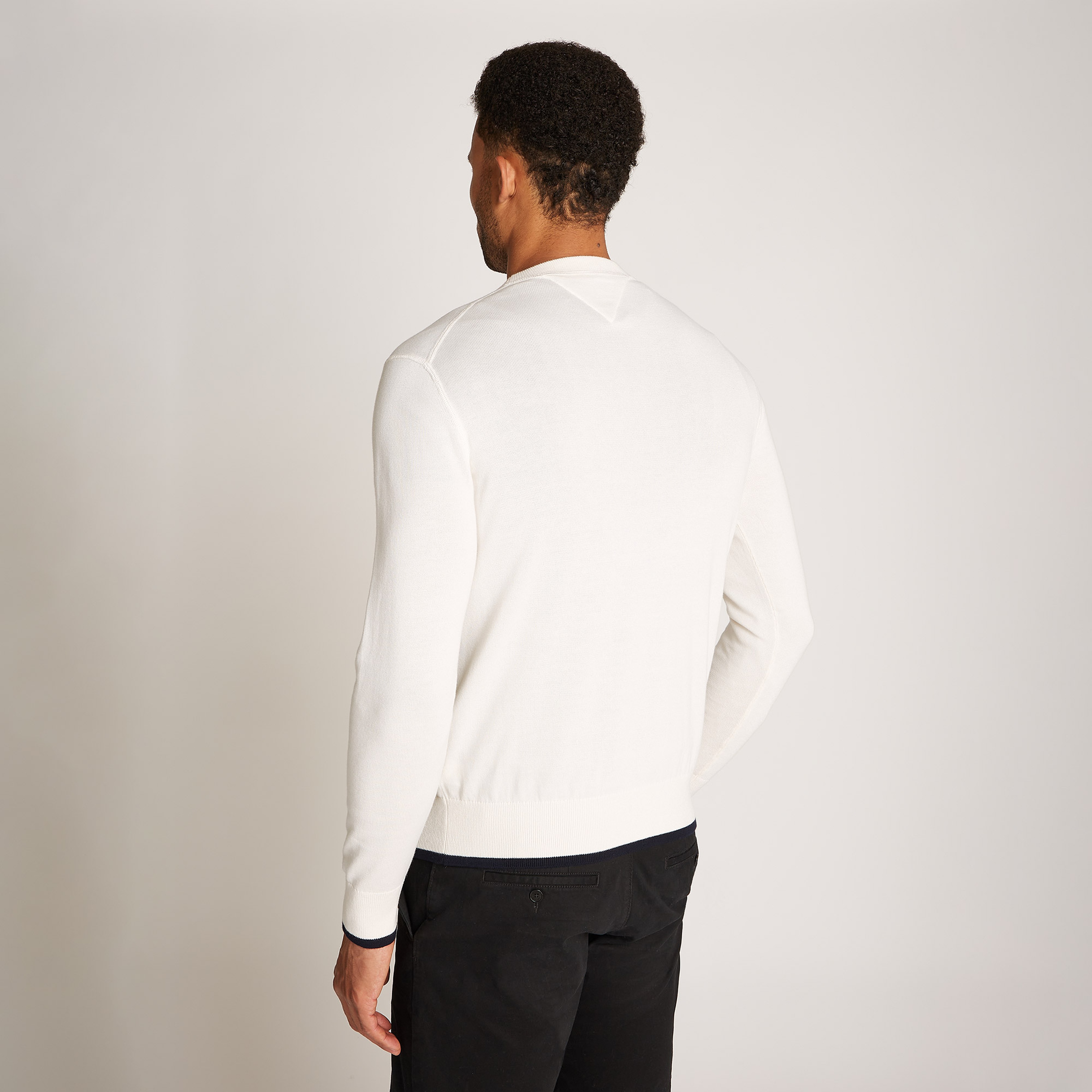 Tommy Hilfiger Graphic Cotton Crew Erkek Beyaz Kazak