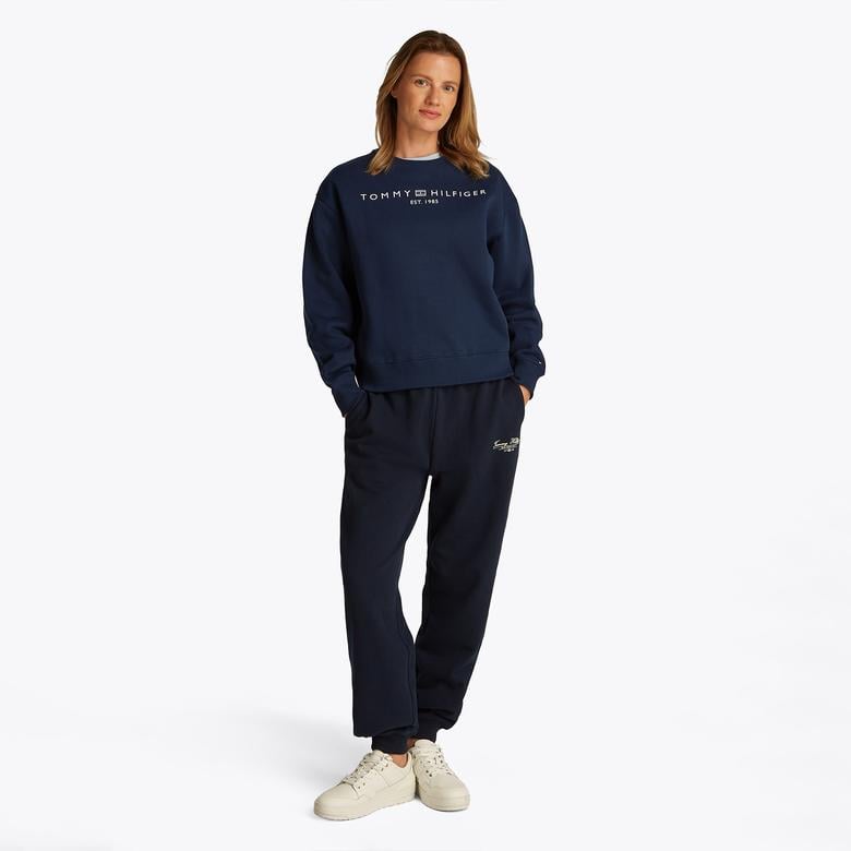 Tommy Hilfiger Mdrn Reg Corp Logo C-Nk Kadın Lacivert Sweatshirt