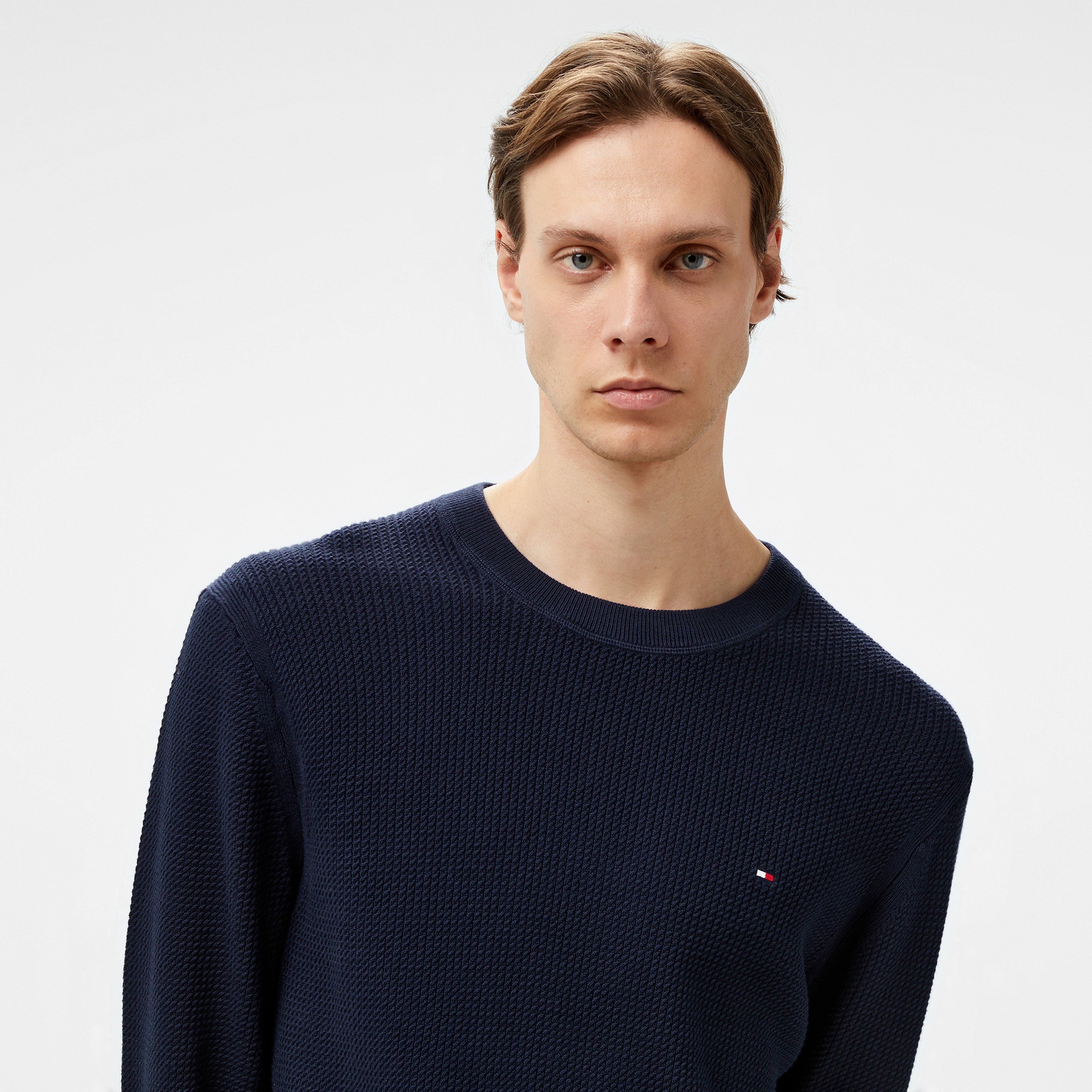 Tommy Hilfiger Structure Crew Nk Erkek Mavi Kazak