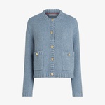 Tommy Hilfiger Textured Gold Button Lady Kadın Mavi Kazak