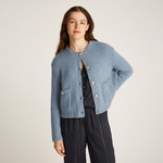 Tommy Hilfiger Textured Gold Button Lady Kadın Mavi Kazak