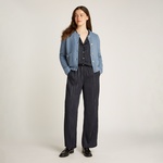 Tommy Hilfiger Textured Gold Button Lady Kadın Mavi Kazak