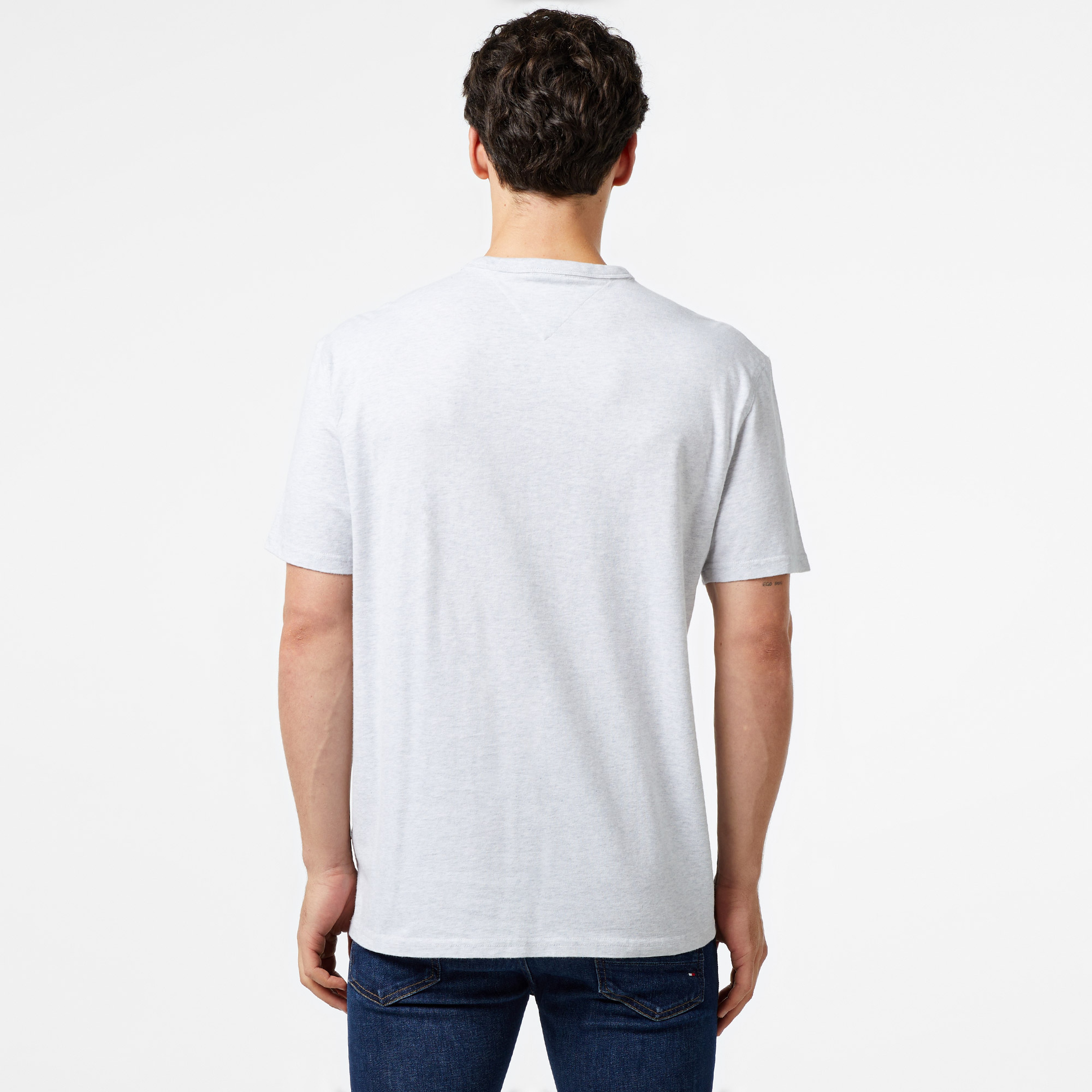 Tommy Hilfiger Jeans Vintage Arch Tommy Erkek Gri T-Shirt