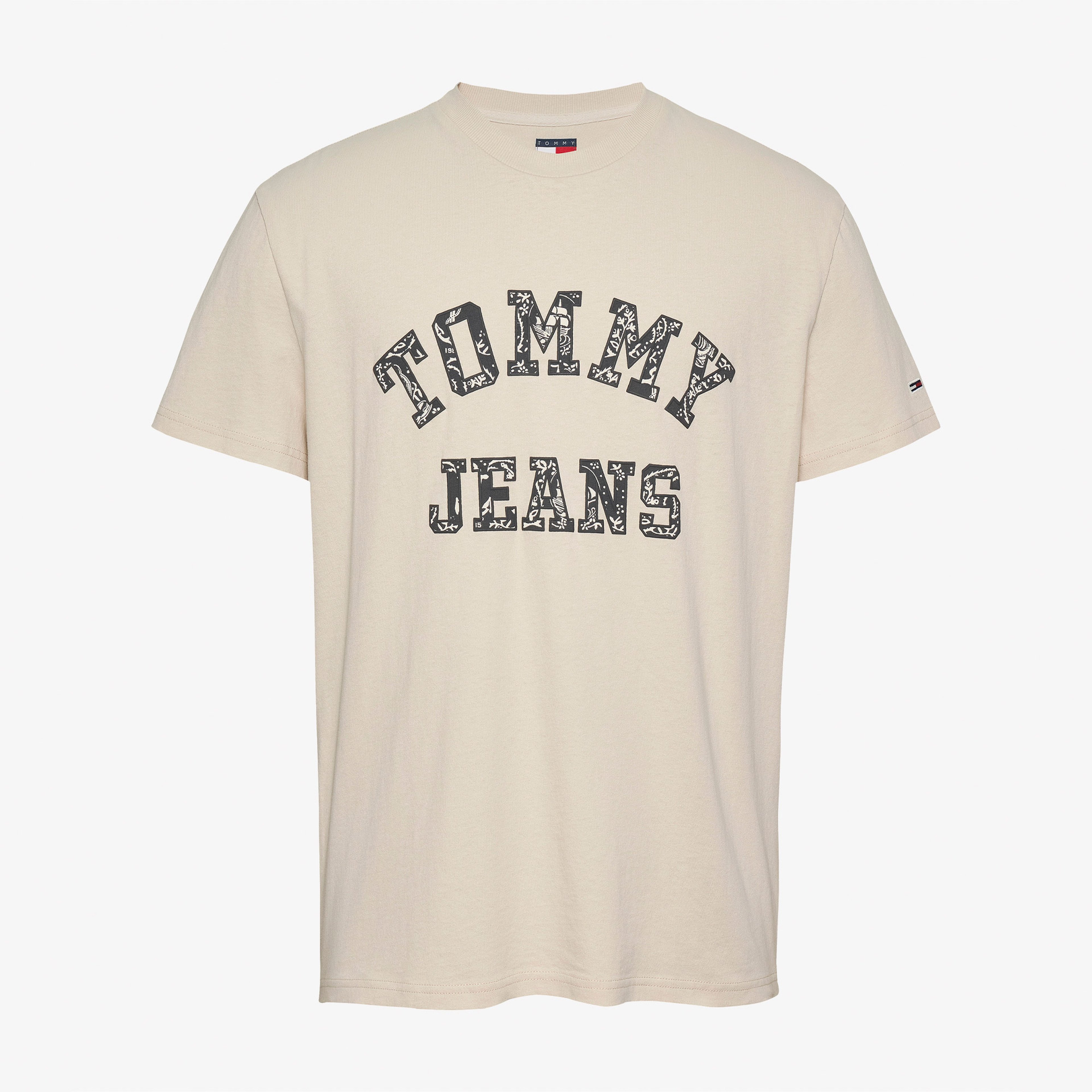 Tommy Jeans Reg Paisley College Ext Erkek Bej T-Shirt