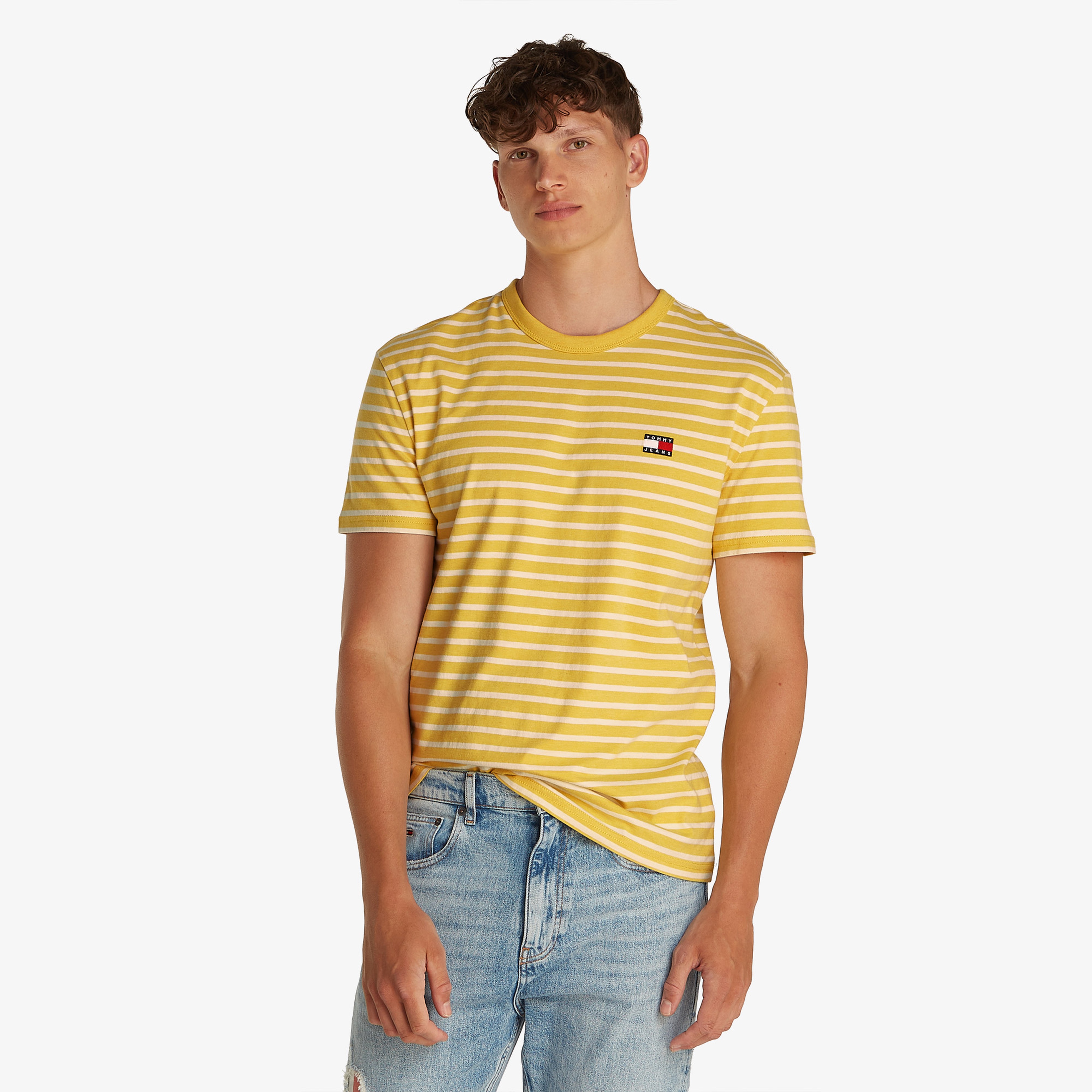 Tommy Jeans Reg Breton Stp Erkek Sarı T-Shirt