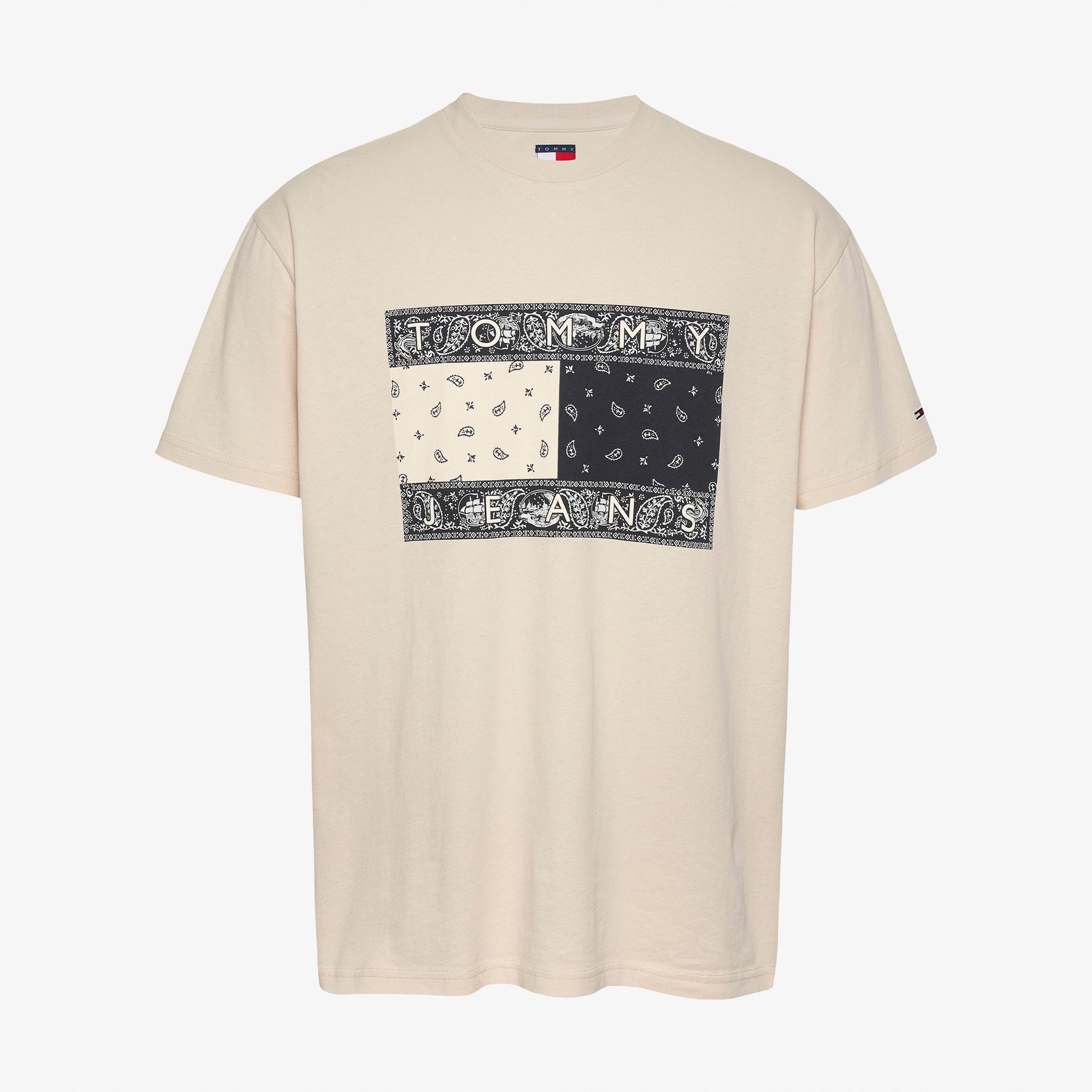 Tommy Jeans Relax Paisley Flag Erkek Bej T-Shirt