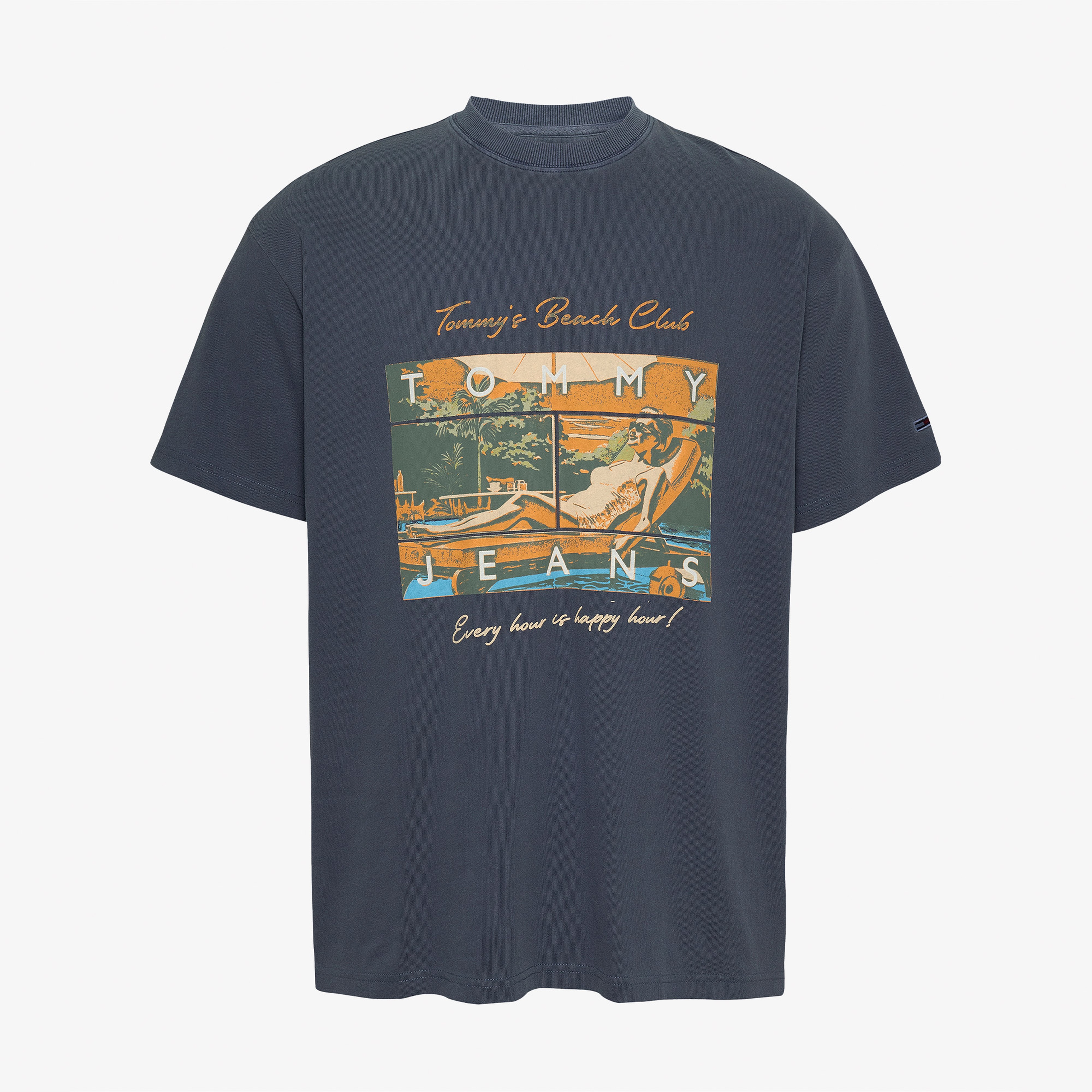 Tommy Jeans Beach Club Graphic Erkek Mavi T-Shirt