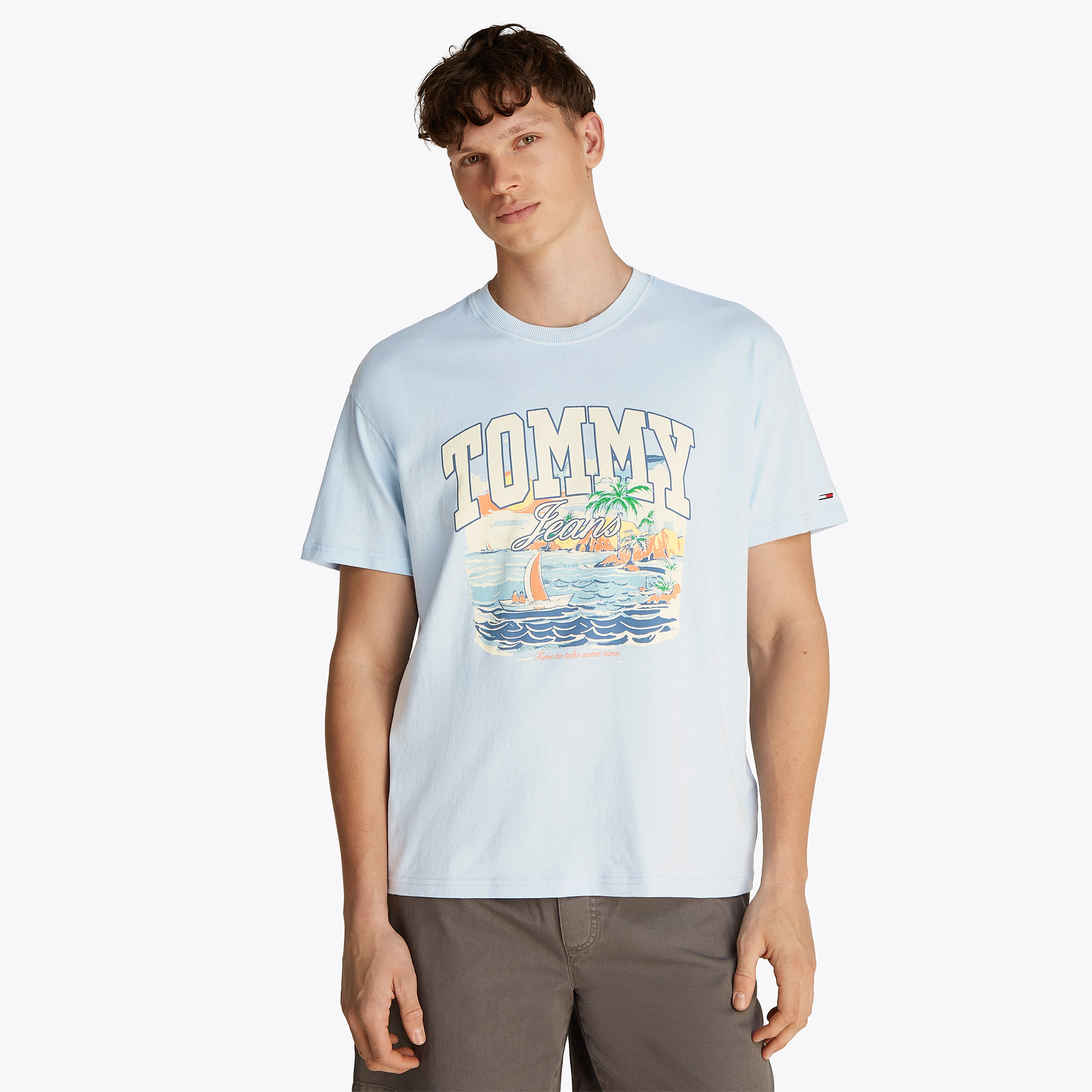 Tommy Jeans Relax Arch Sailing Erkek Mavi T-Shirt