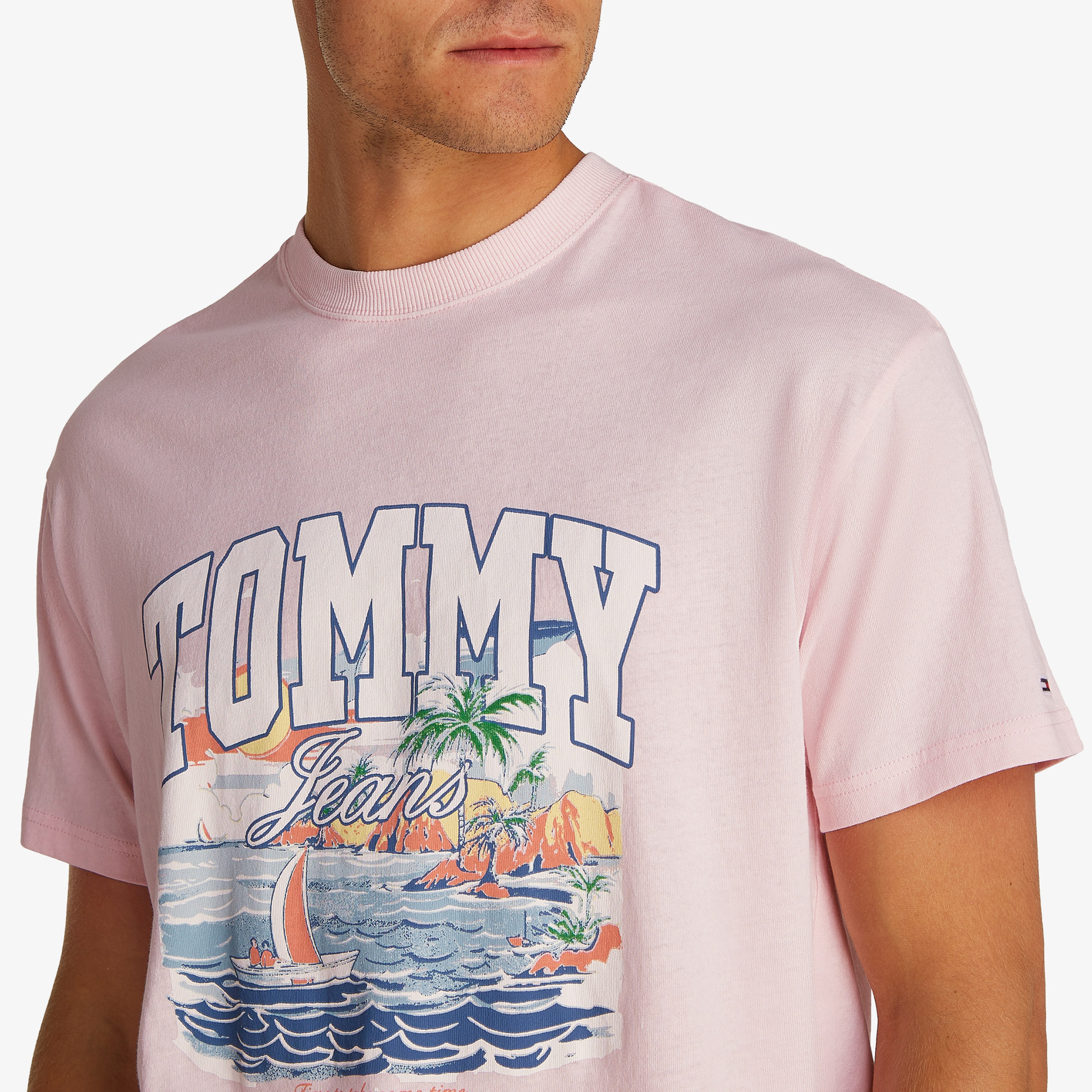 Tommy Jeans Relax Arch Sailing Erkek Pembe T-Shirt