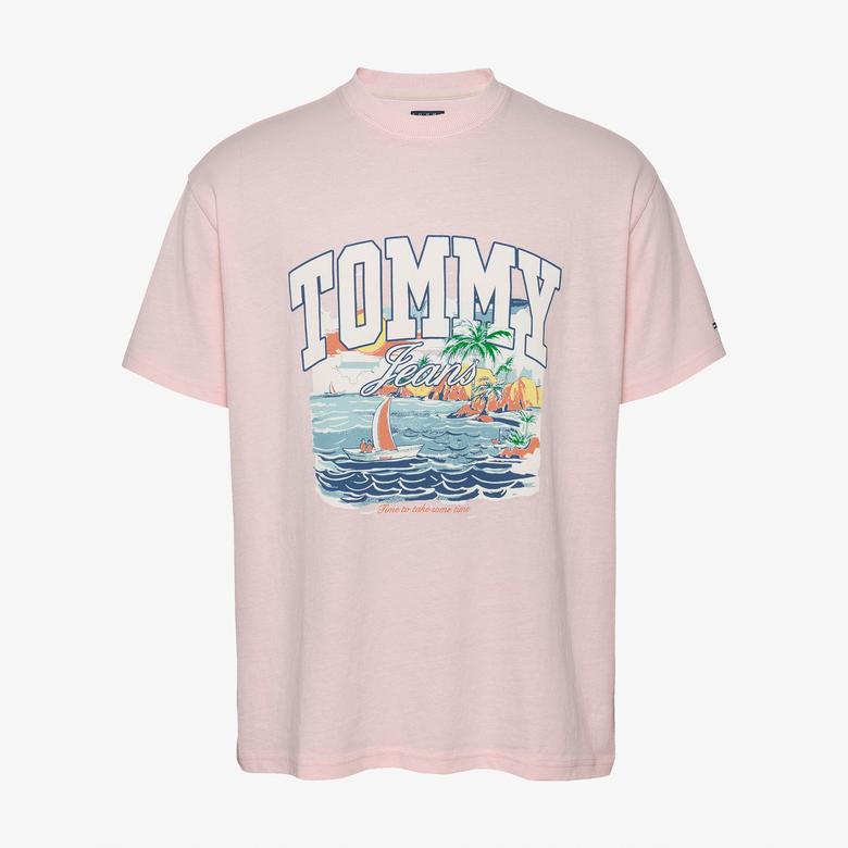 Tommy Jeans Relax Arch Sailing Erkek Pembe T-Shirt