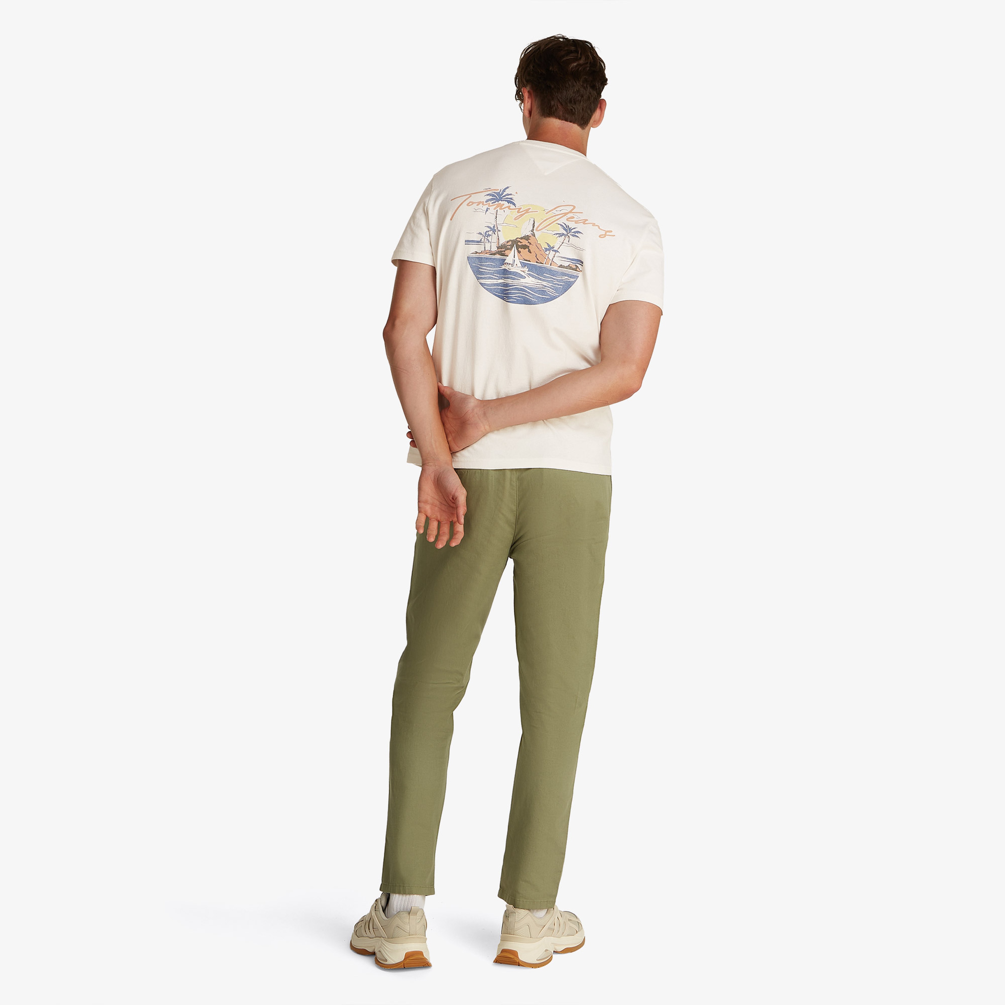 Tommy Jeans Reg Sig Sailing Ext Erkek Beyaz T-Shirt