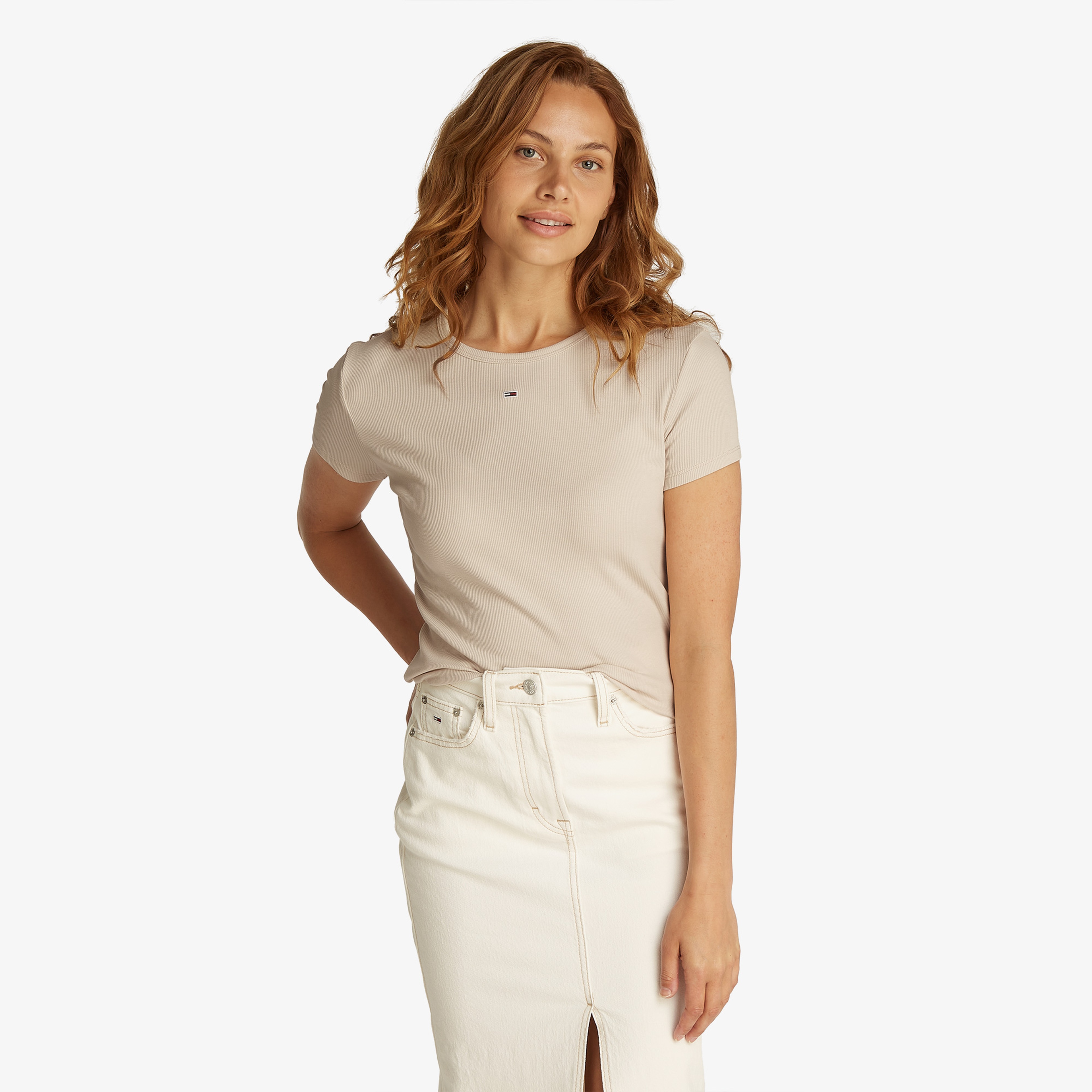 Tommy Hilfiger Kadın Bej T-Shirt