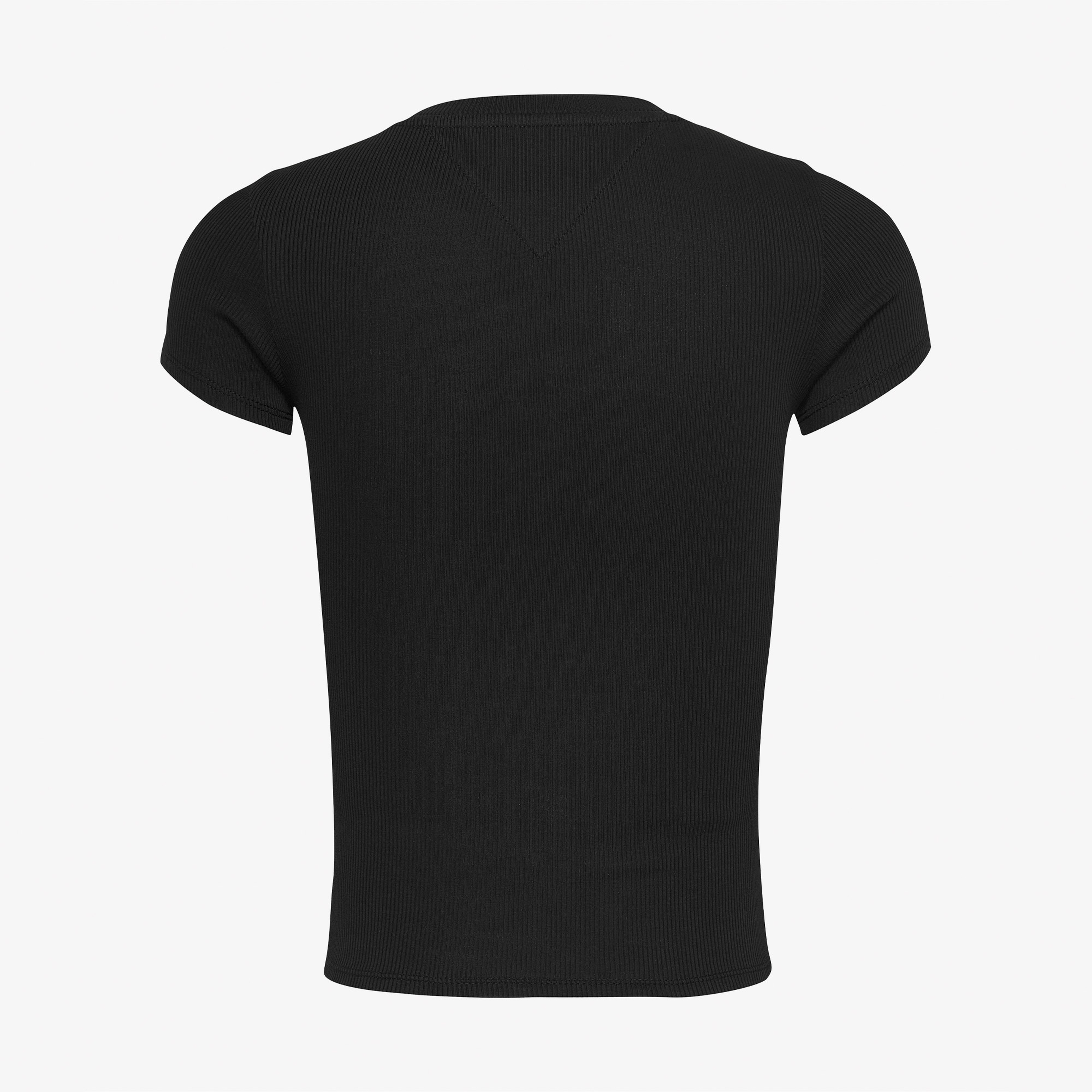 Tommy Jeans Slim Varsity Rib Ext Kadın Siyah T-Shirt