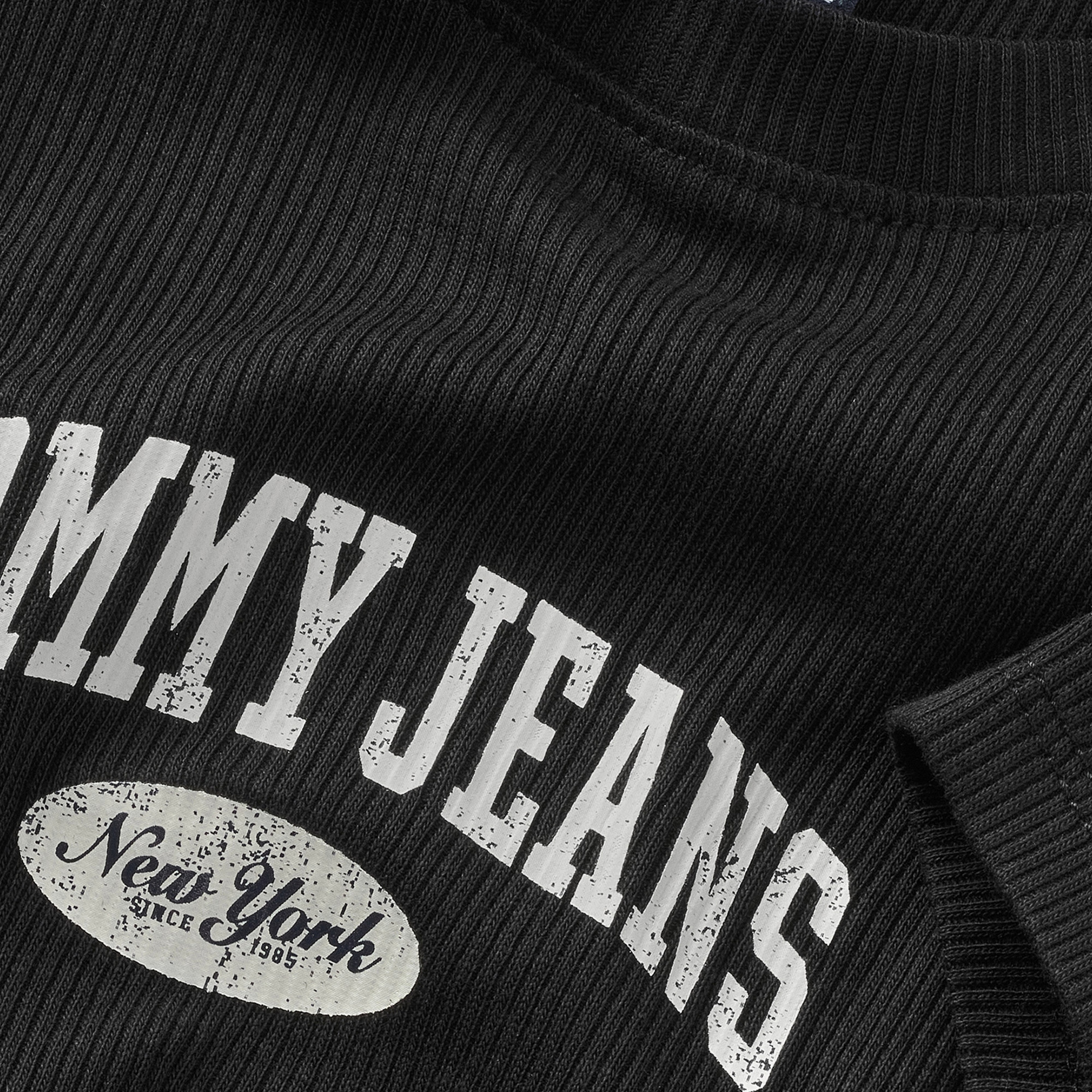 Tommy Jeans Slim Varsity Rib Ext Kadın Siyah T-Shirt