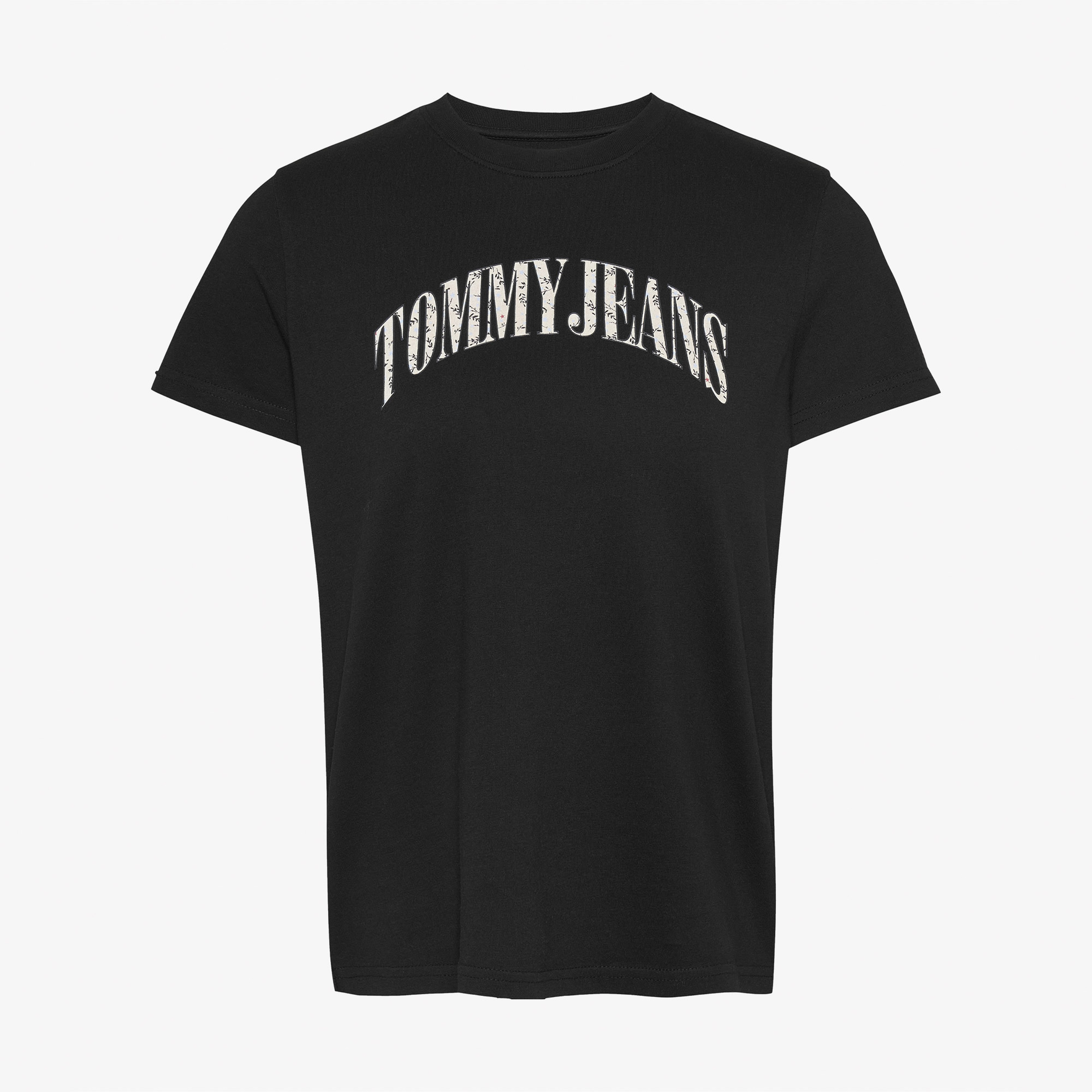 Tommy Jeans Reg Floral Varsity Kadın Siyah T-Shirt