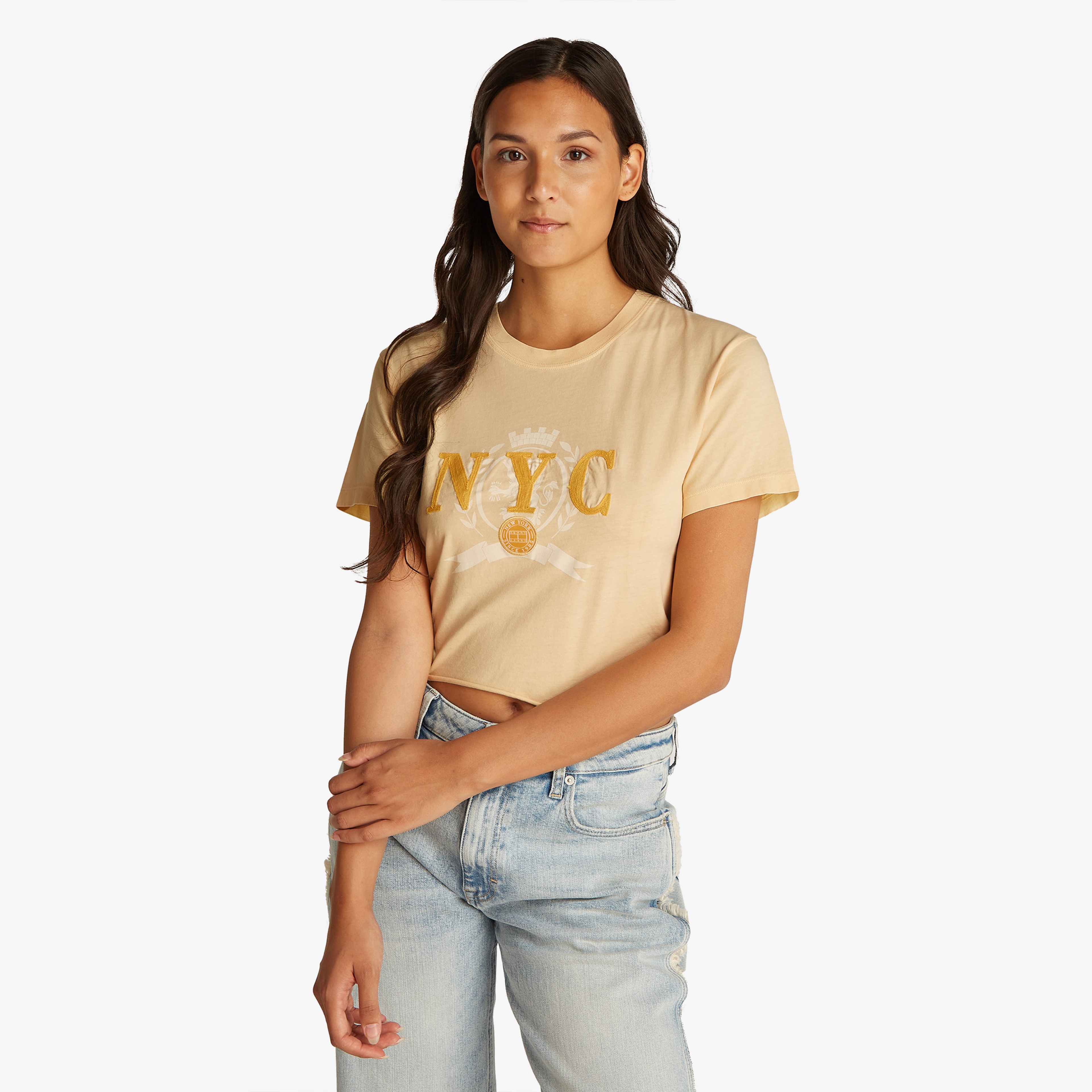 Tommy Jeans Tjcw Varsity Graphic Kadın Sarı T-Shirt
