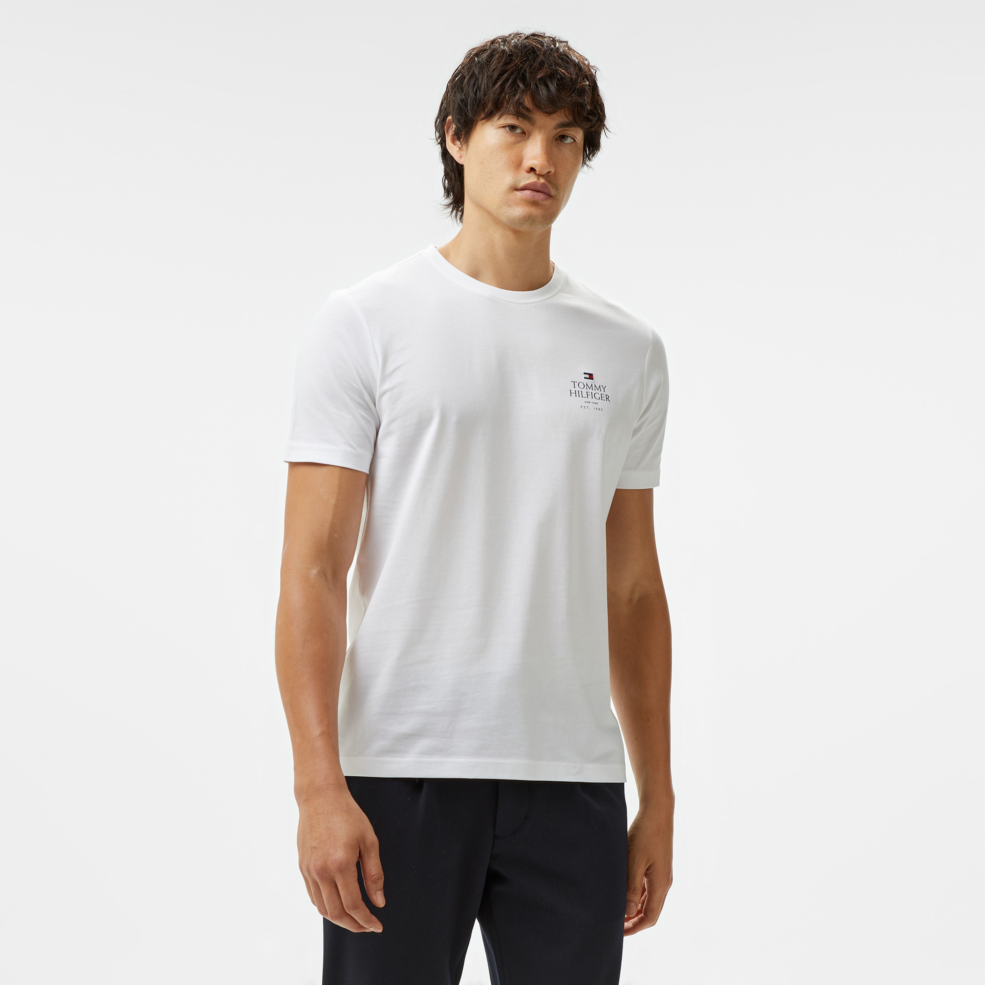 Tommy Hilfiger Hilfiger Stack Erkek Beyaz T-Shirt