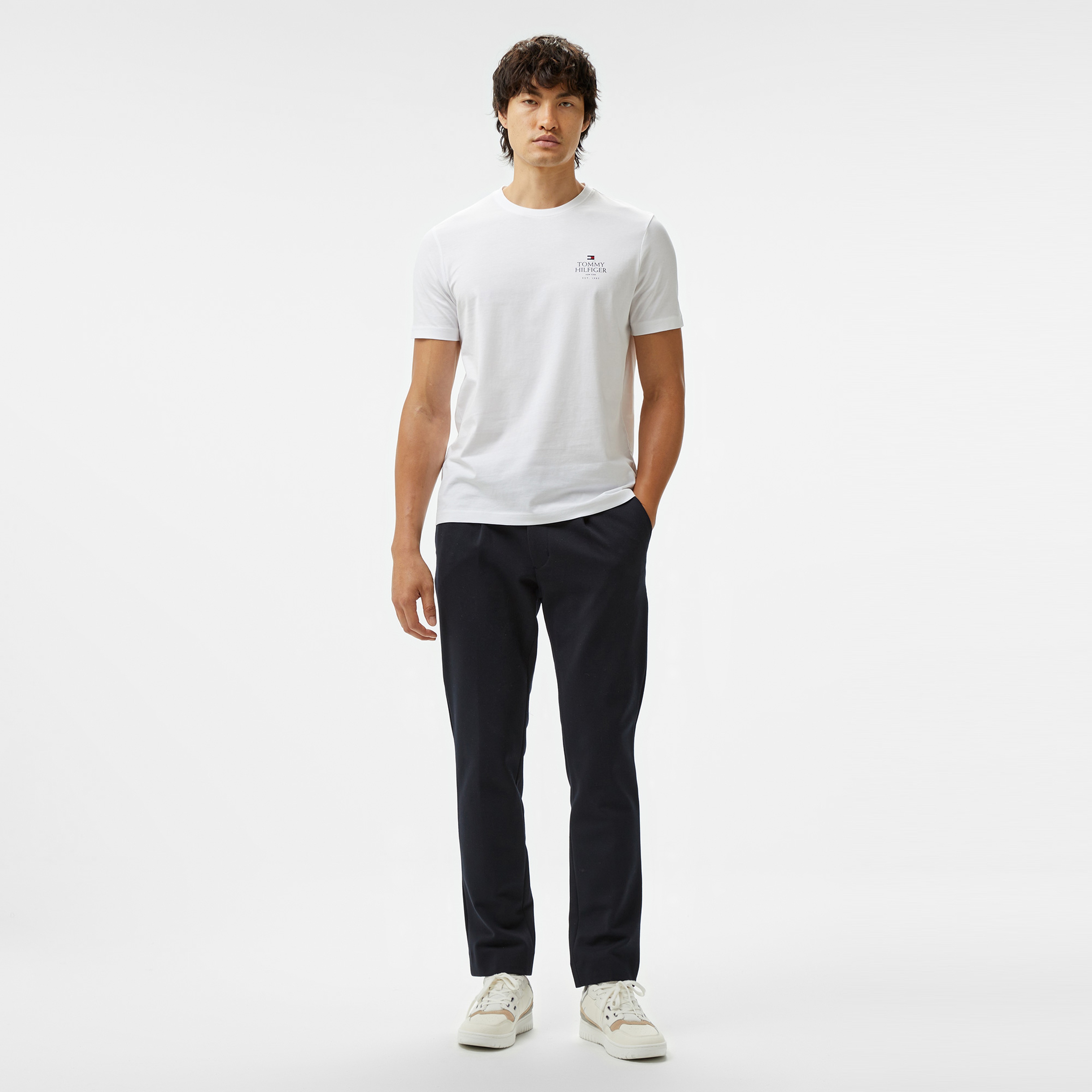 Tommy Hilfiger Hilfiger Stack Erkek Beyaz T-Shirt