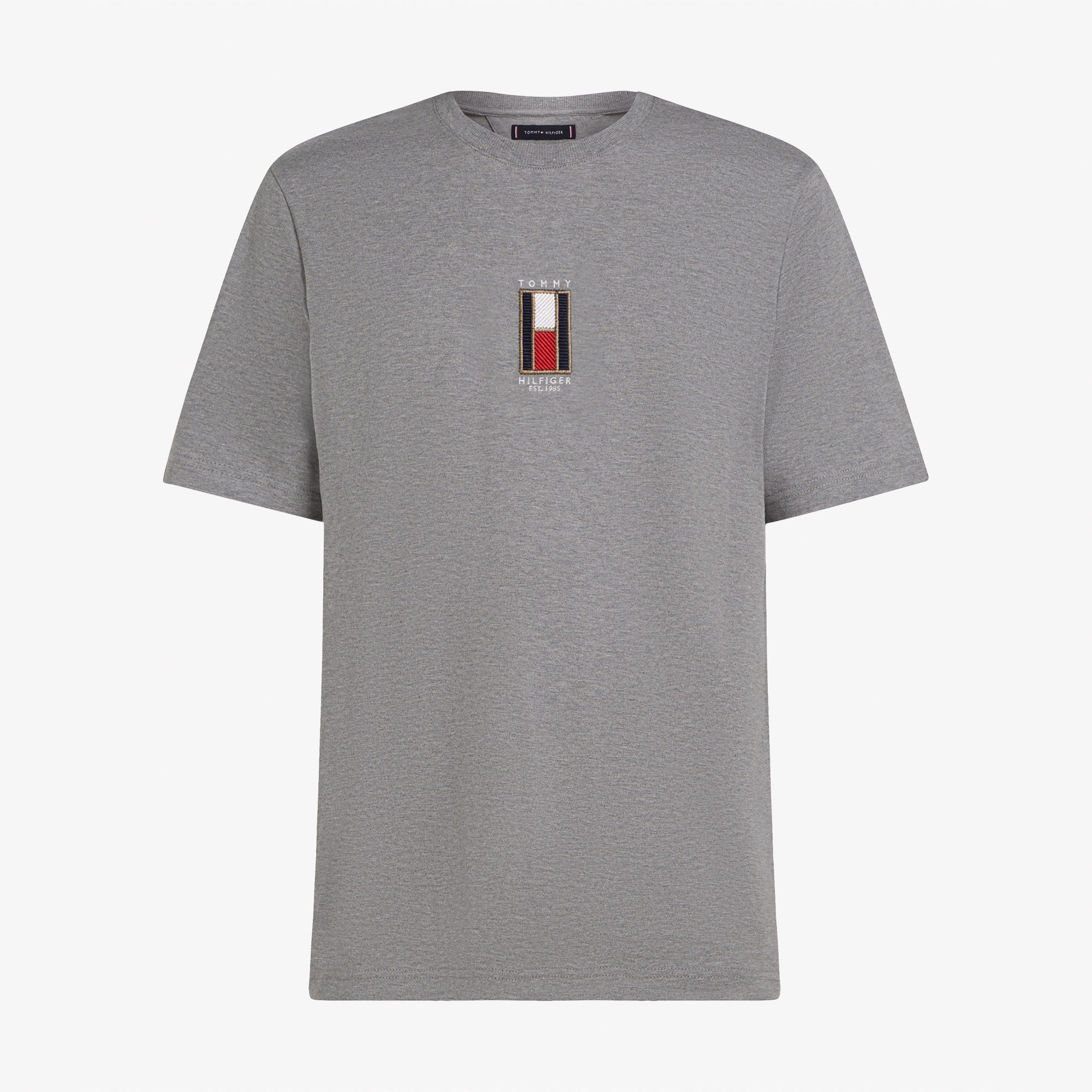 Tommy Hilfiger Vertical Flag Erkek Gri T-Shirt