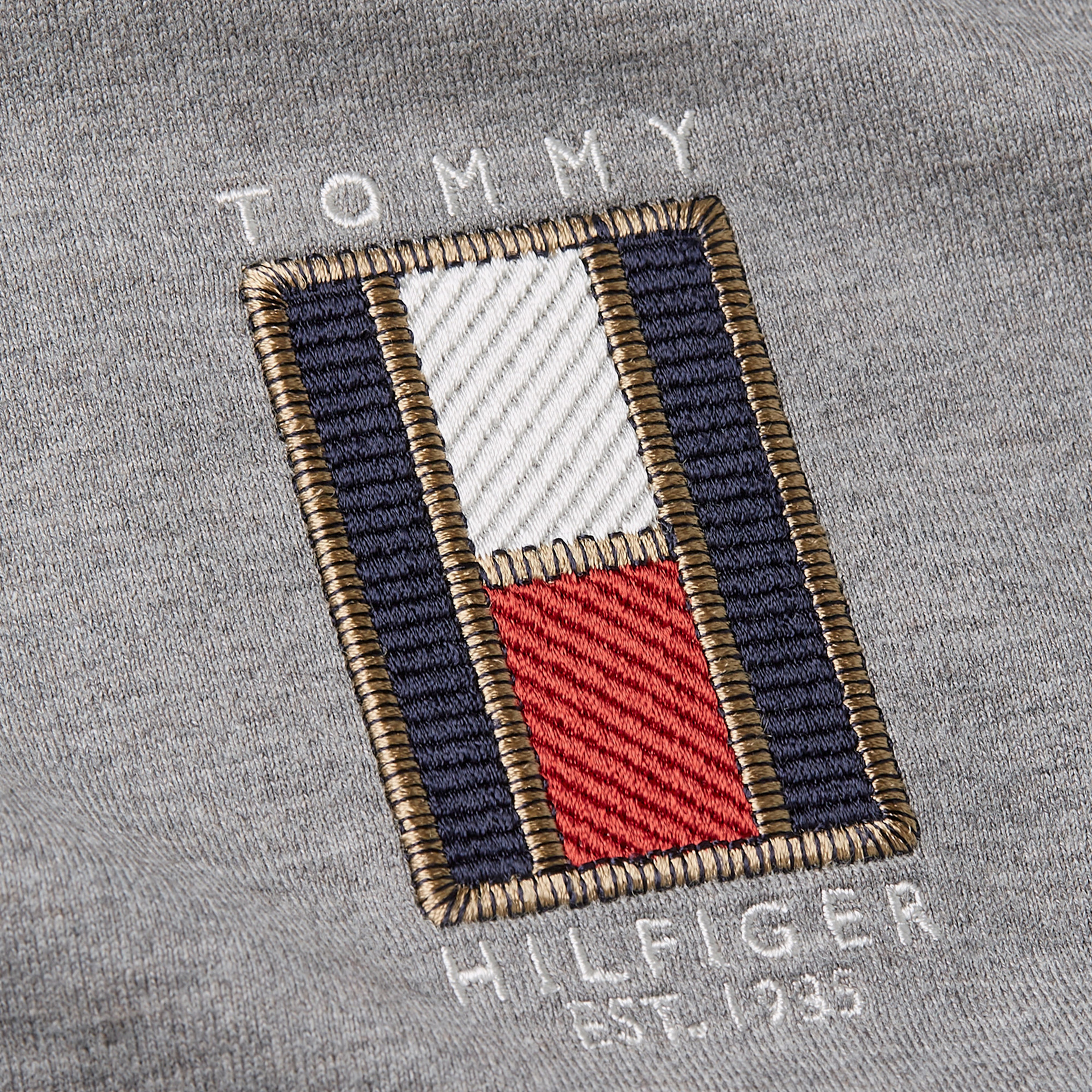 Tommy Hilfiger Vertical Flag Erkek Gri T-Shirt