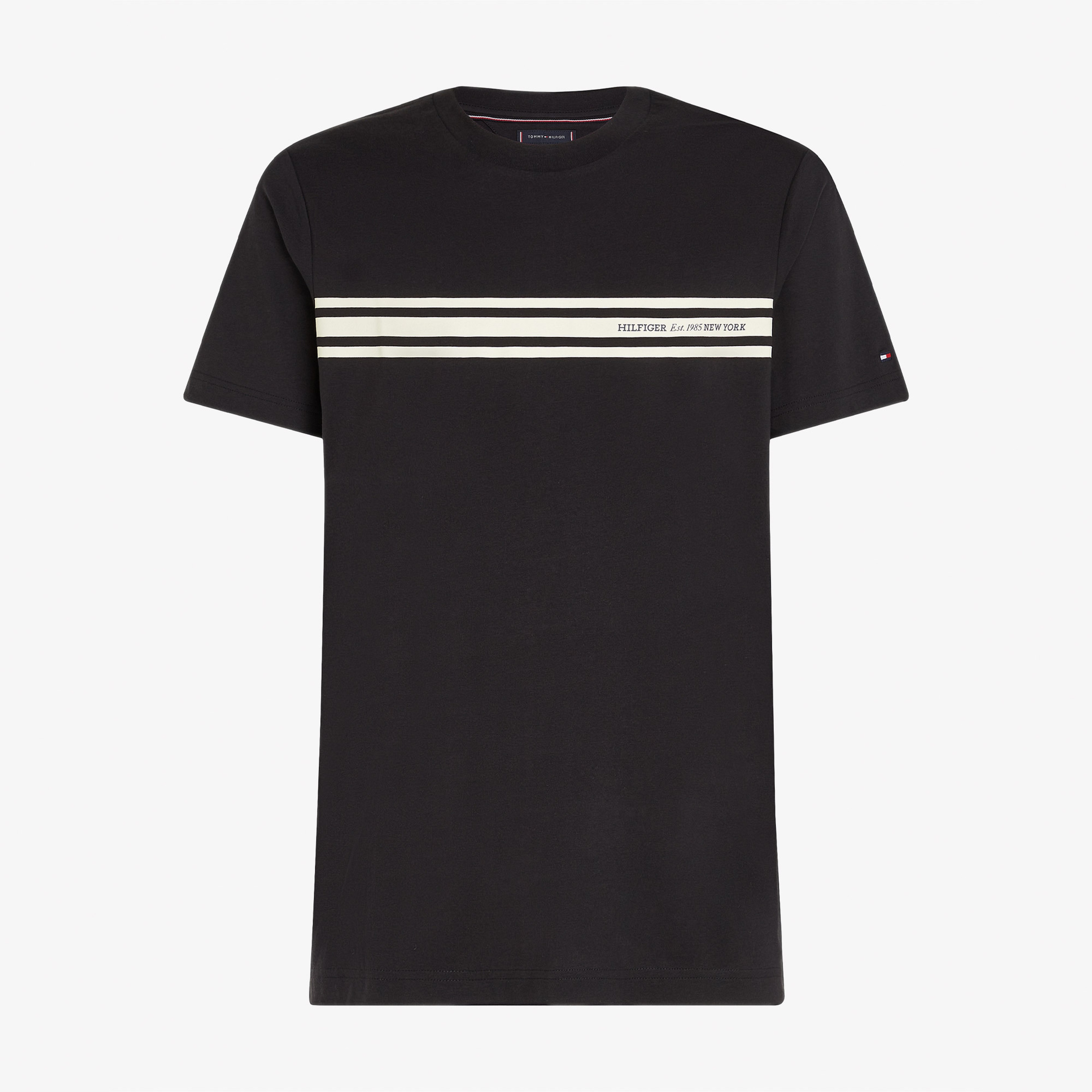 Tommy Hilfiger Central Chest Stripe Erkek Siyah T-Shirt