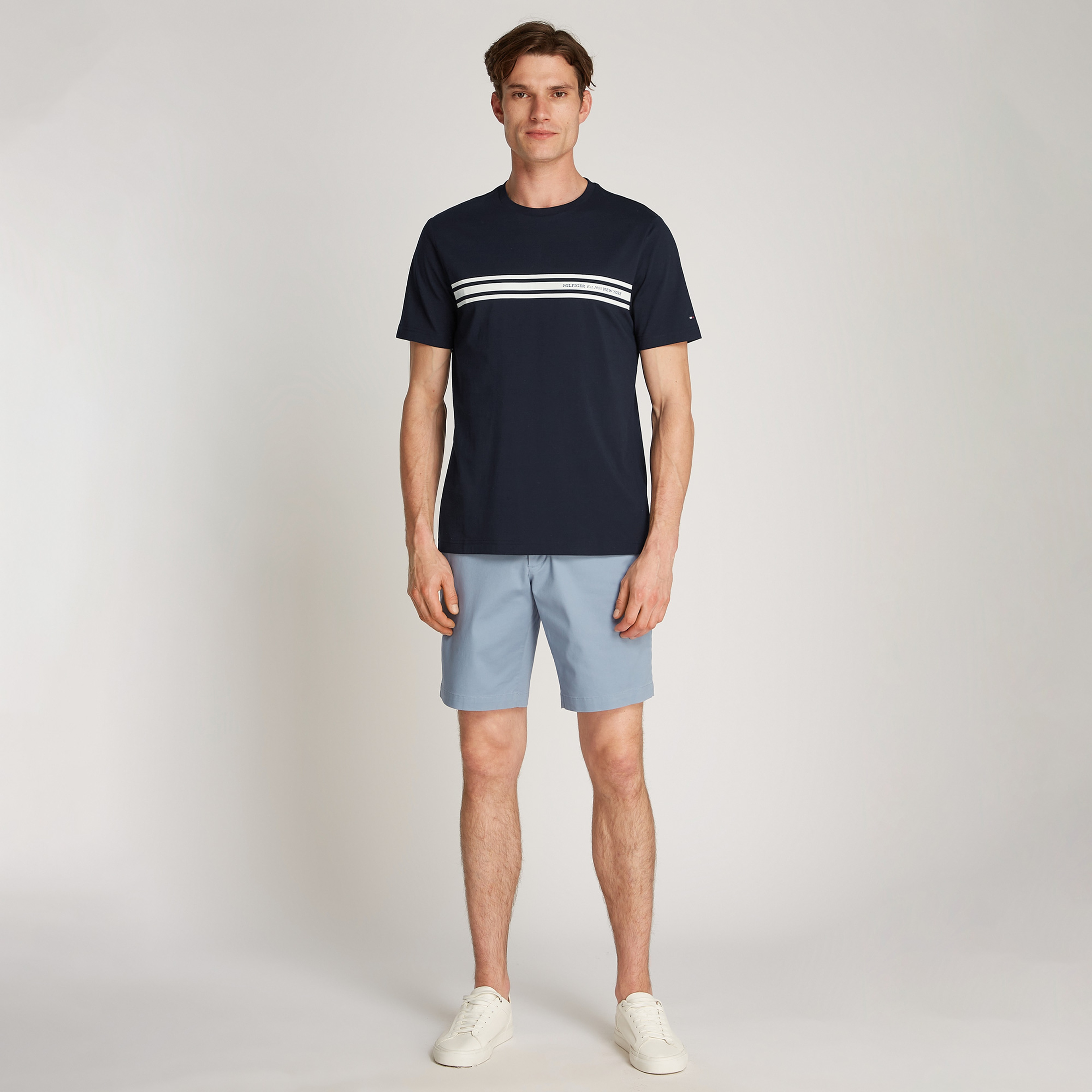 Tommy Hilfiger Central Chest Stripe Erkek Mavi T-Shirt