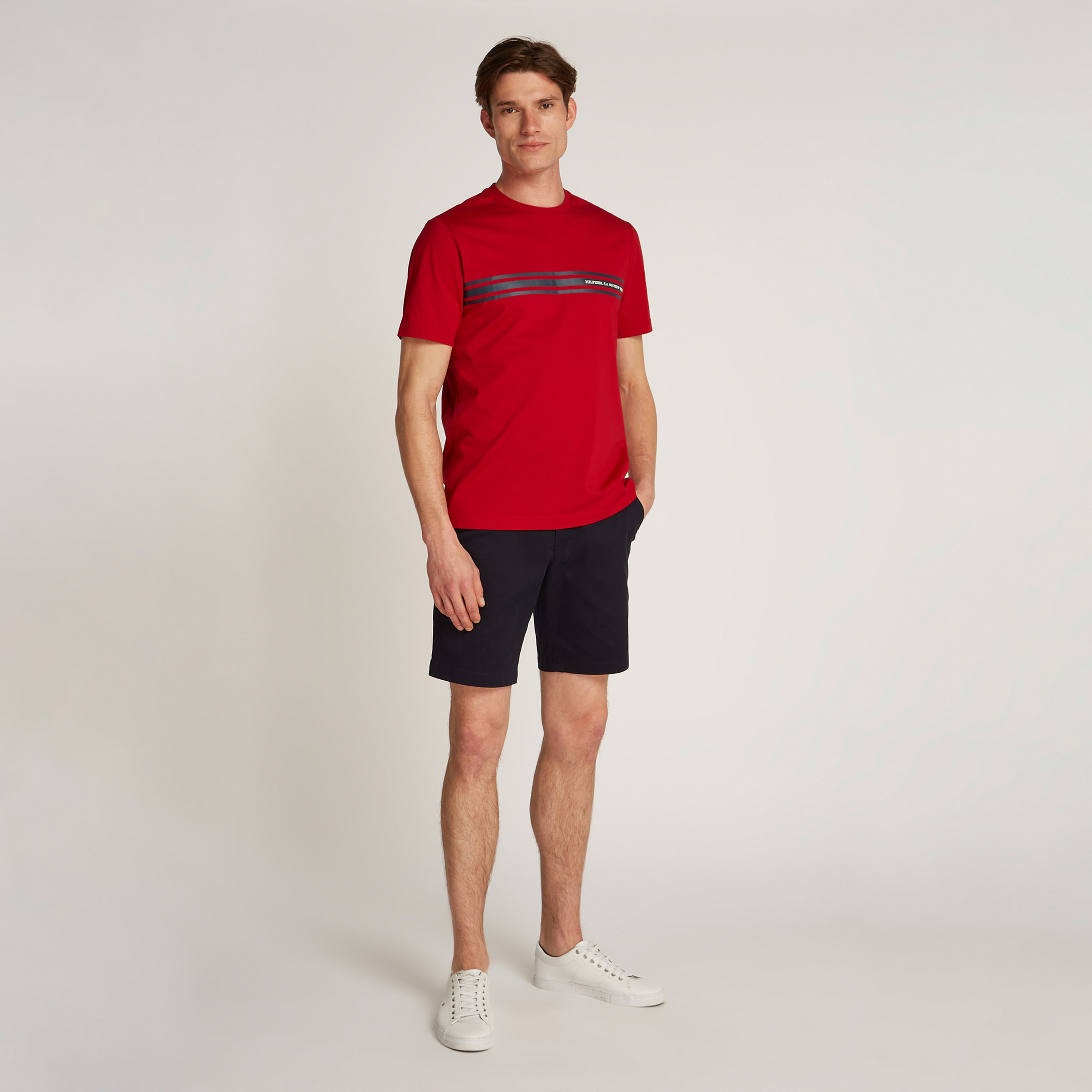 Tommy Hilfiger Central Chest Stripe Erkek Kırmızı T-Shirt