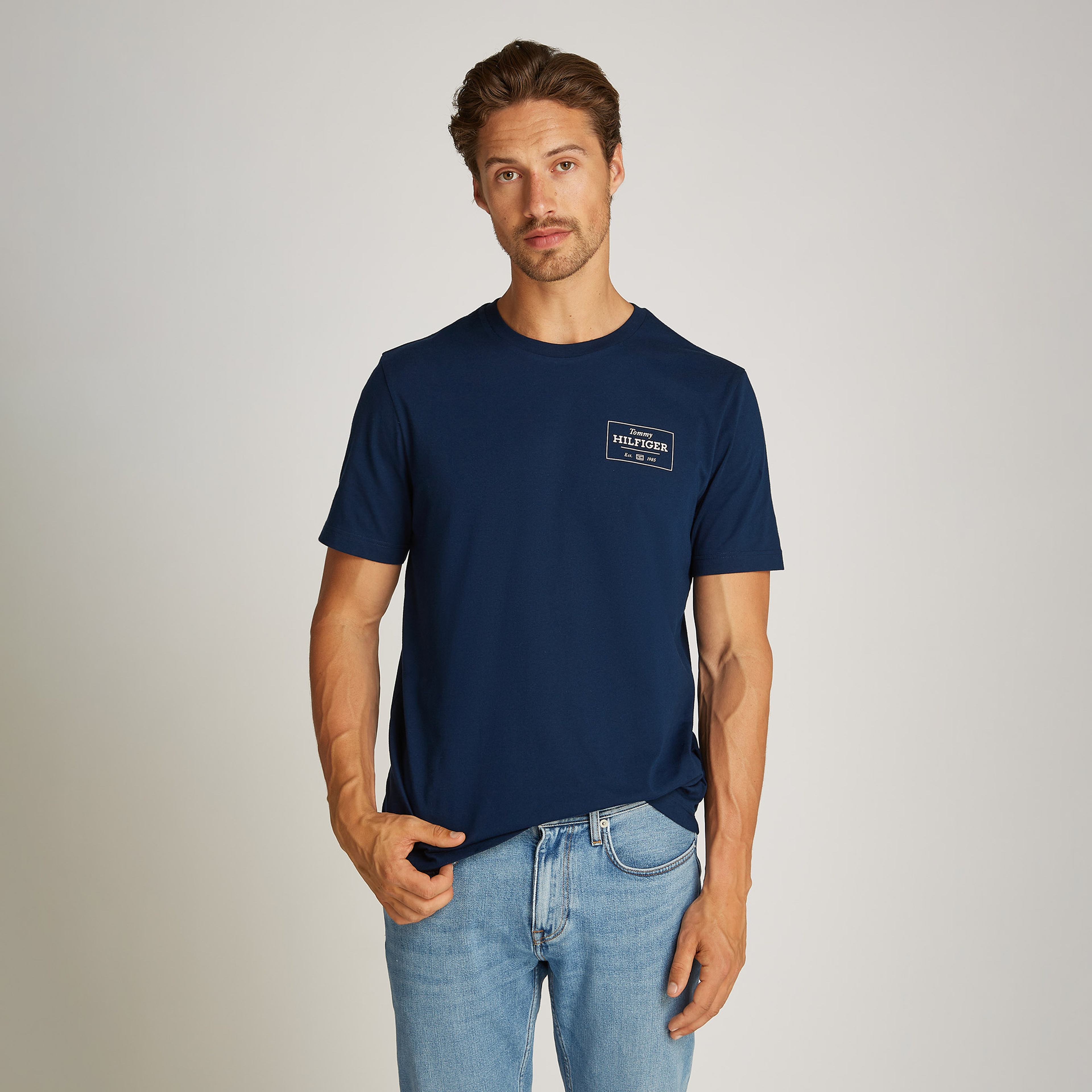 Tommy Hilfiger Monotype Printed Label Erkek Mavi T-Shirt