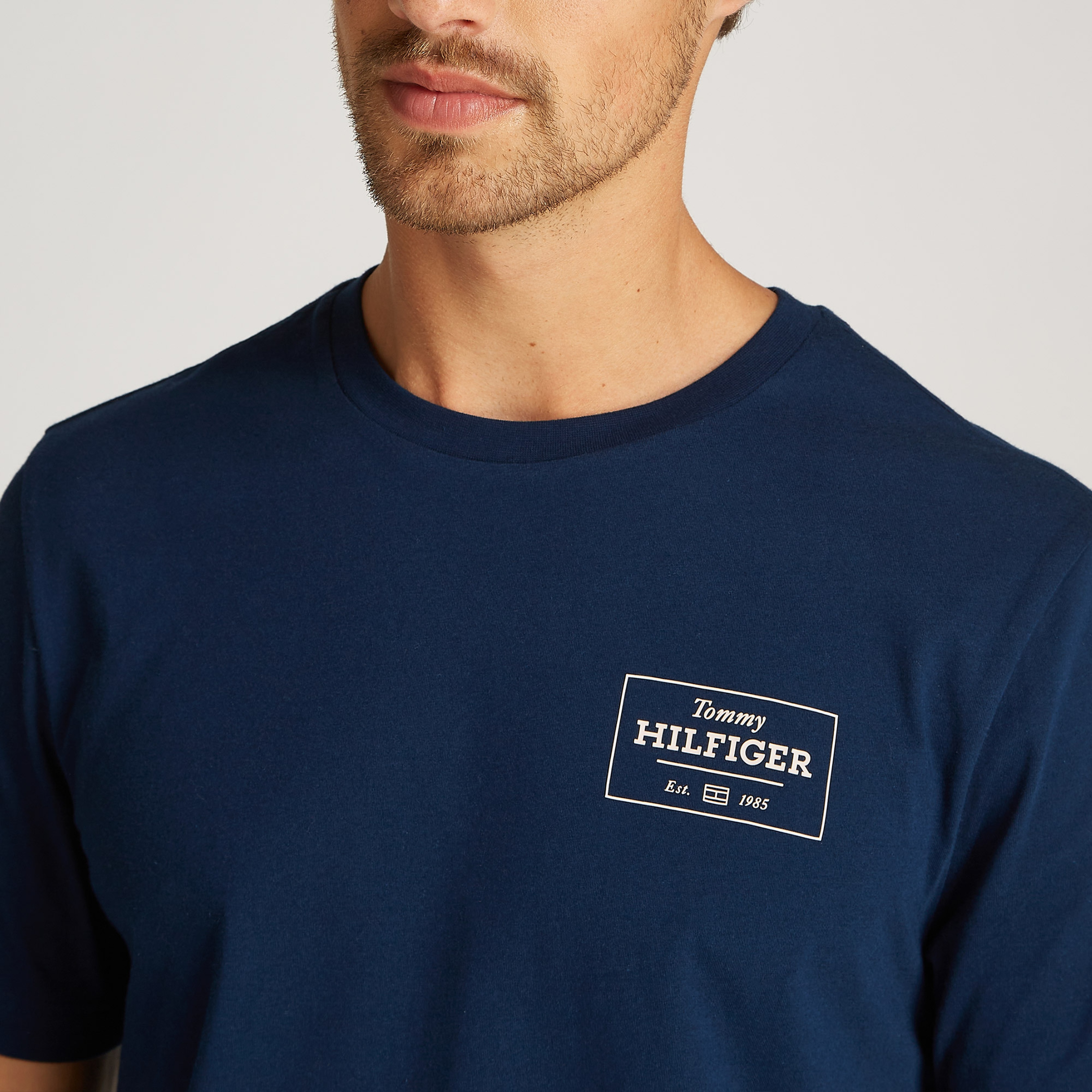 Tommy Hilfiger Monotype Printed Label Erkek Mavi T-Shirt