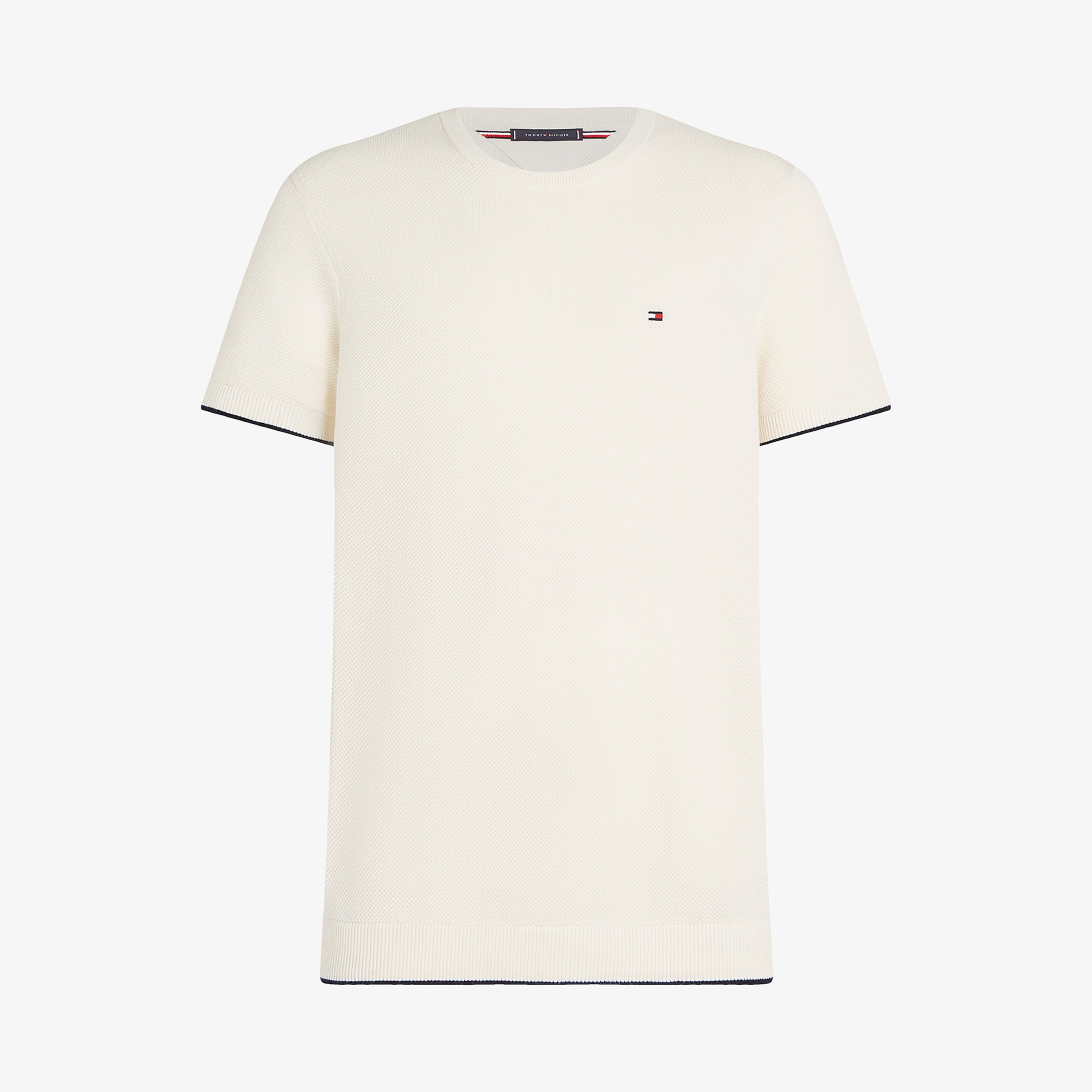 Tommy Hilfiger Tipped Structure Knitted Erkek Beyaz T-Shirt