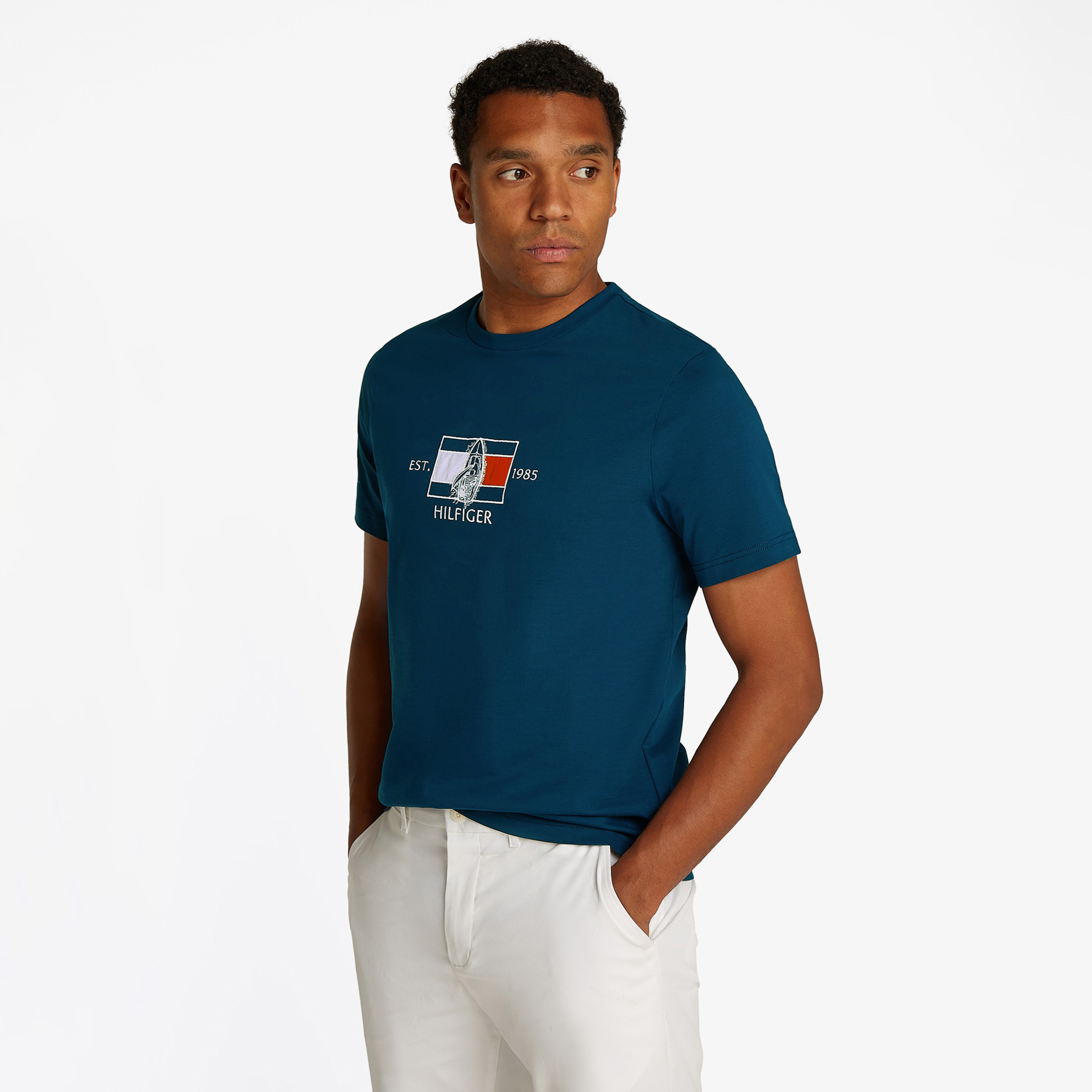 Tommy Hilfiger Flag Sailing Erkek Mavi T-Shirt