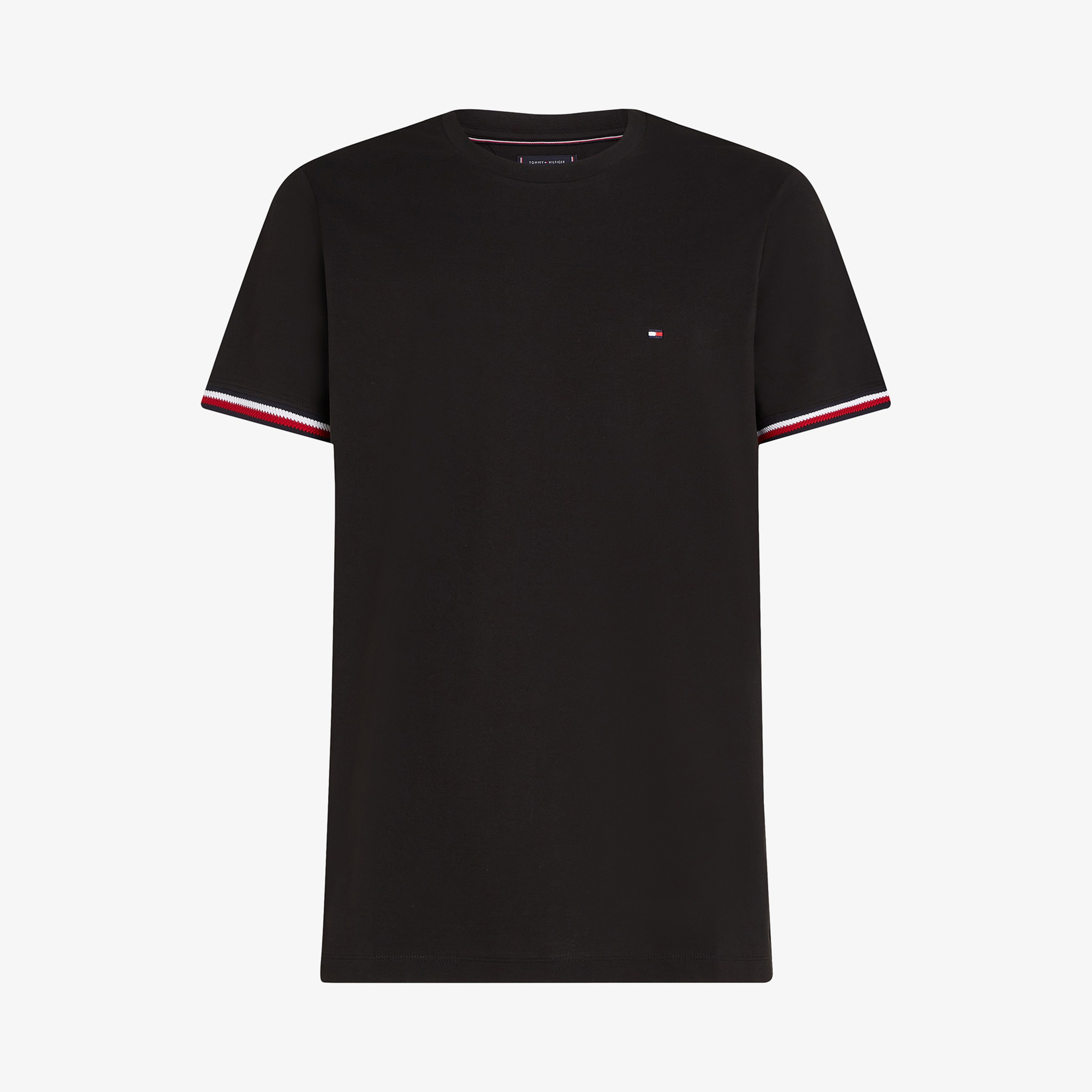 Tommy Hilfiger Global Stripe Cuff Erkek Siyah T-Shirt
