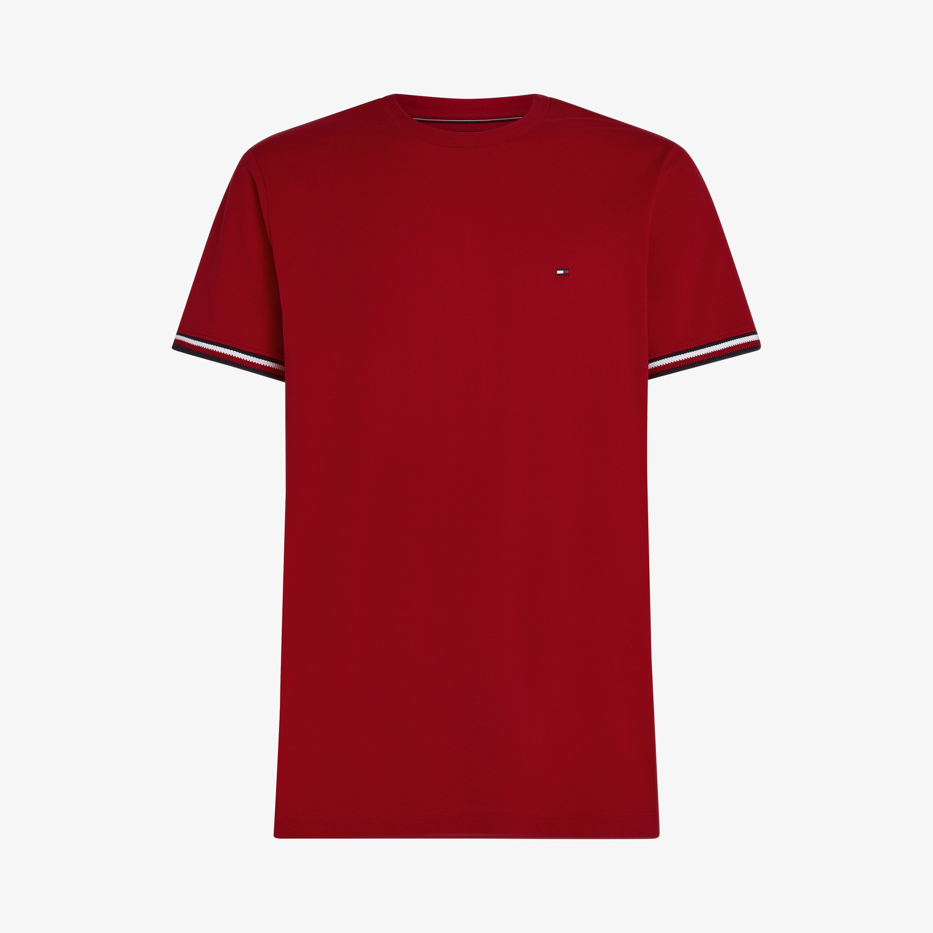 Tommy Hilfiger Global Stripe Cuff Erkek Kırmızı T-Shirt