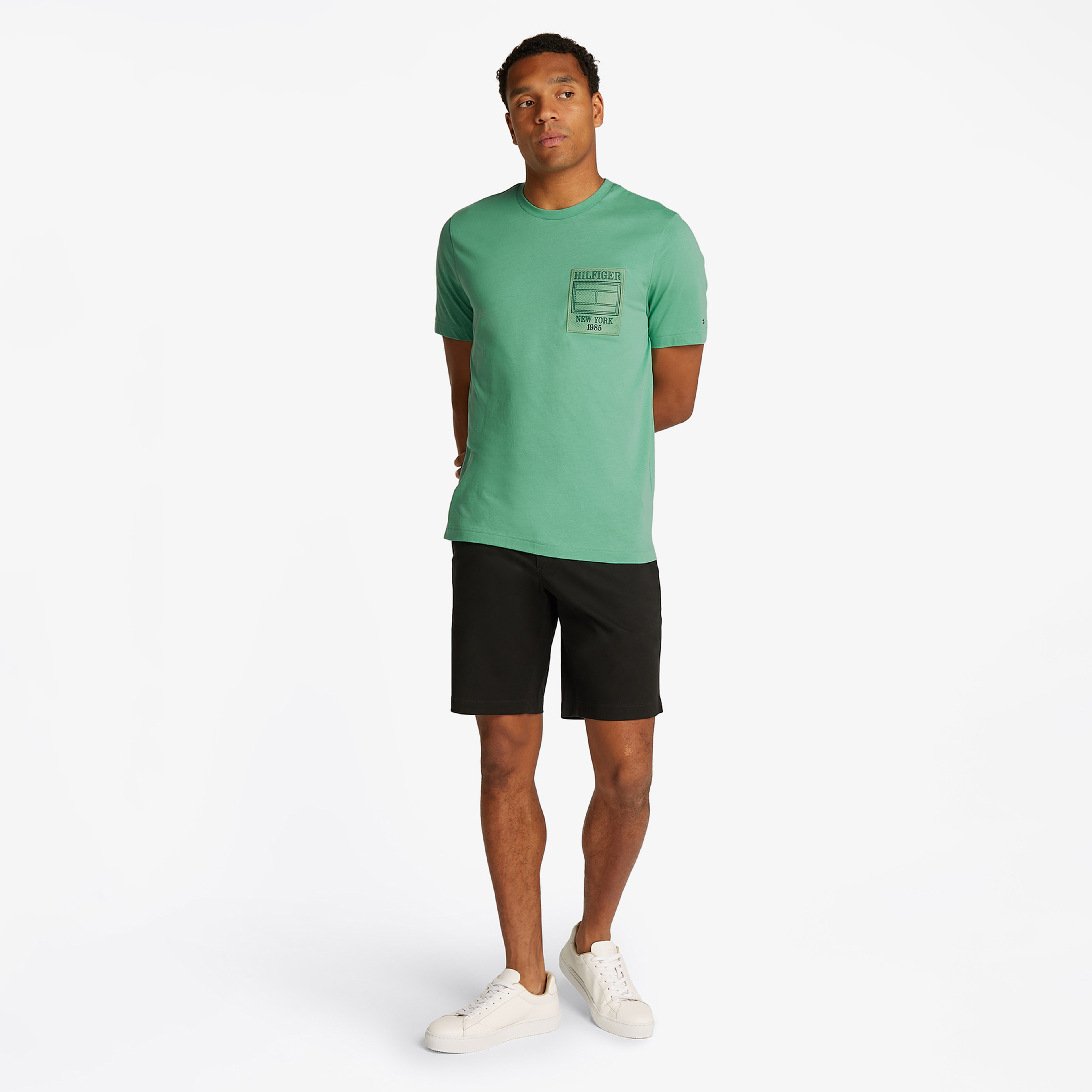 Tommy Hilfiger Outline Flag Erkek Yeşil T-Shirt