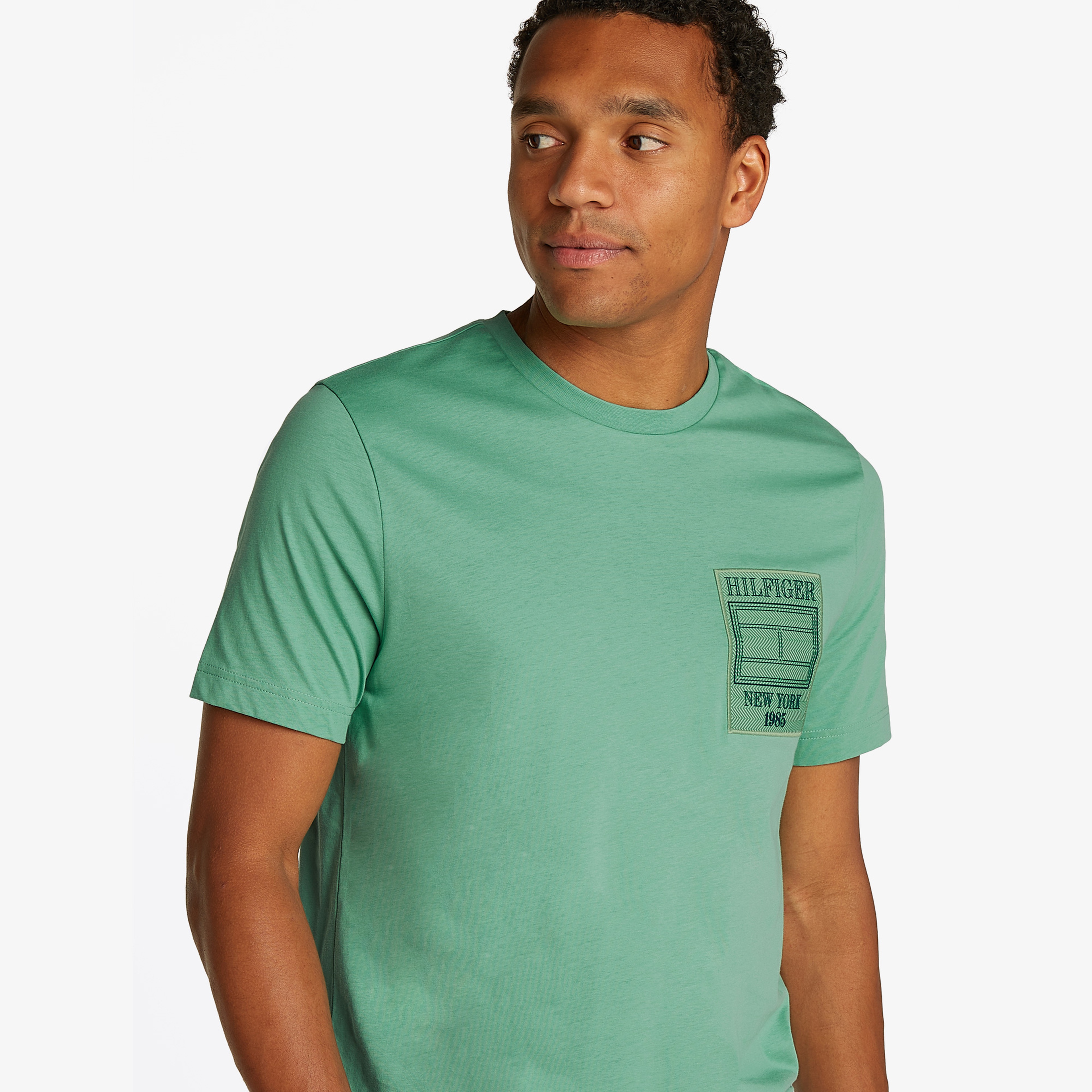 Tommy Hilfiger Outline Flag Erkek Yeşil T-Shirt