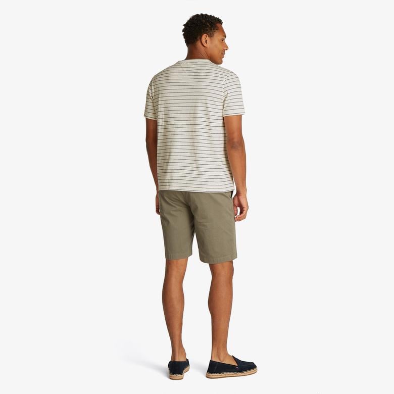 Tommy Hilfiger Cotton Linen Stripe Erkek Beyaz T-Shirt