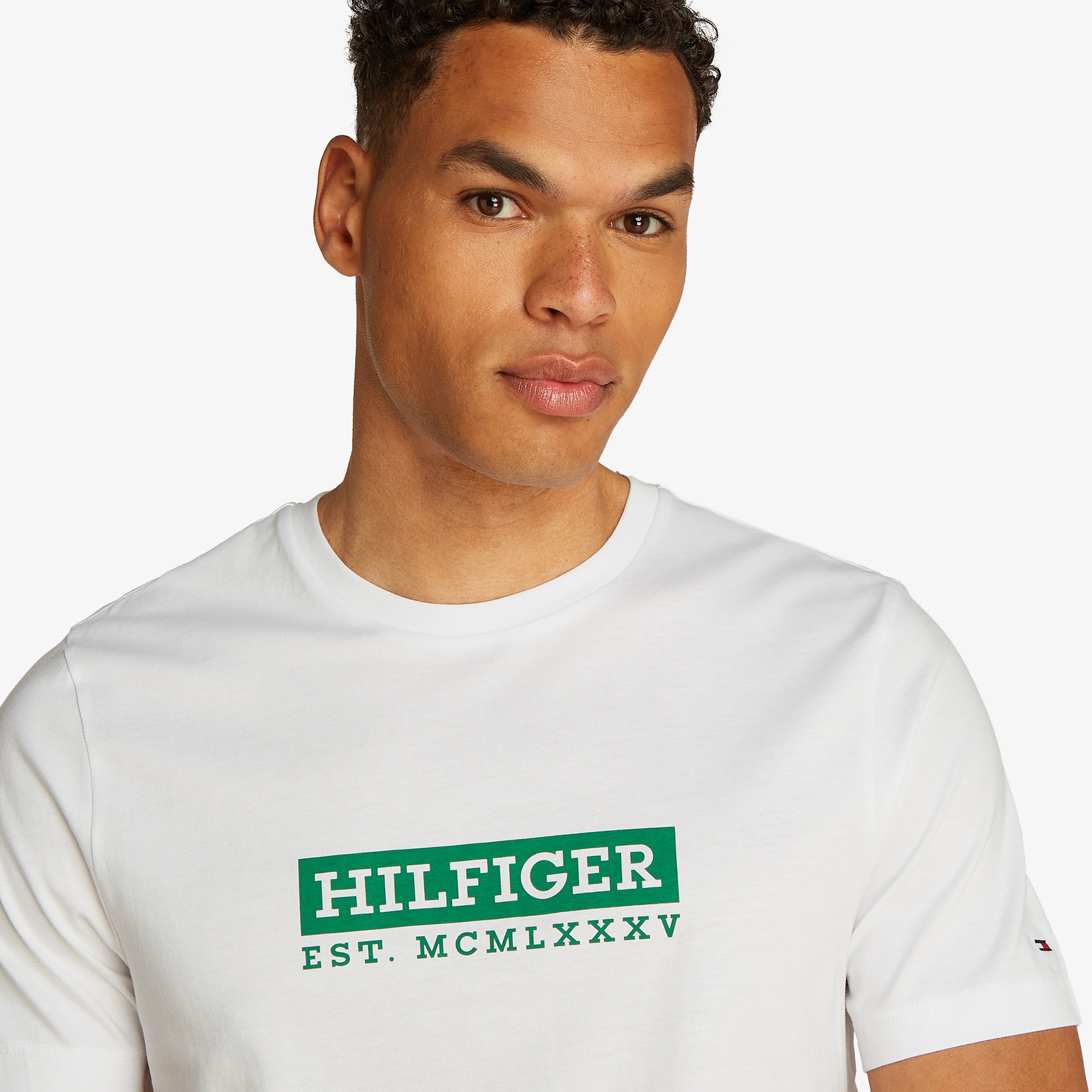 Tommy Hilfiger Colour To Colour Graphic Erkek Beyaz T-Shirt