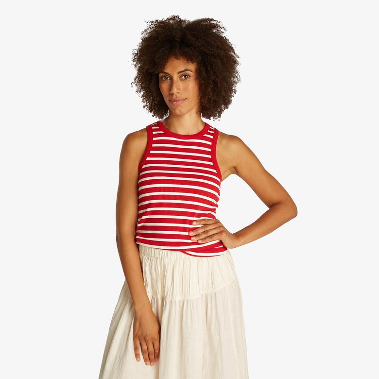 Tommy Hilfiger Slim 5X2 Rib Tank Kadın Kırmızı T-Shirt