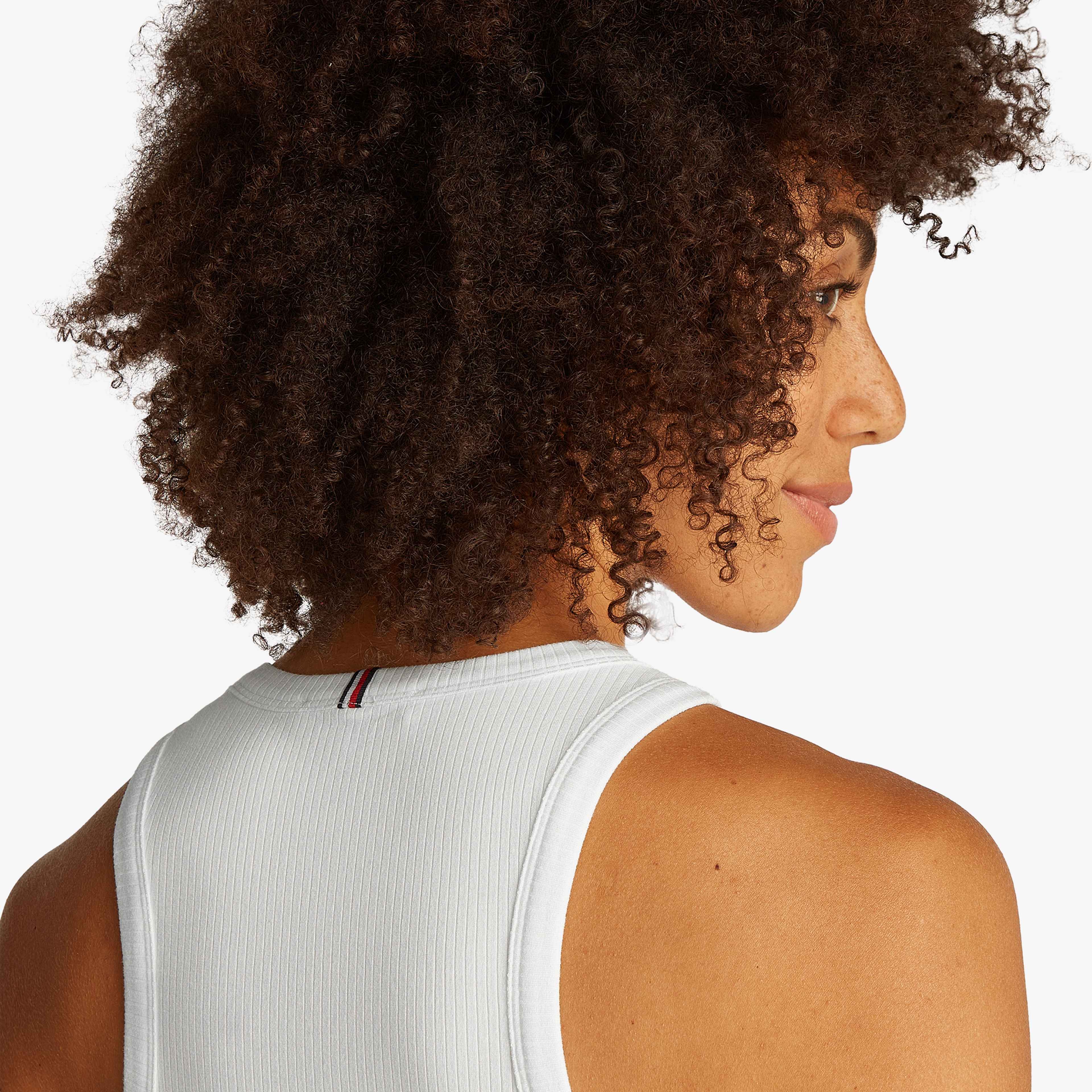Tommy Hilfiger Slim 5X2 Rib Tank Kadın Beyaz T-Shirt
