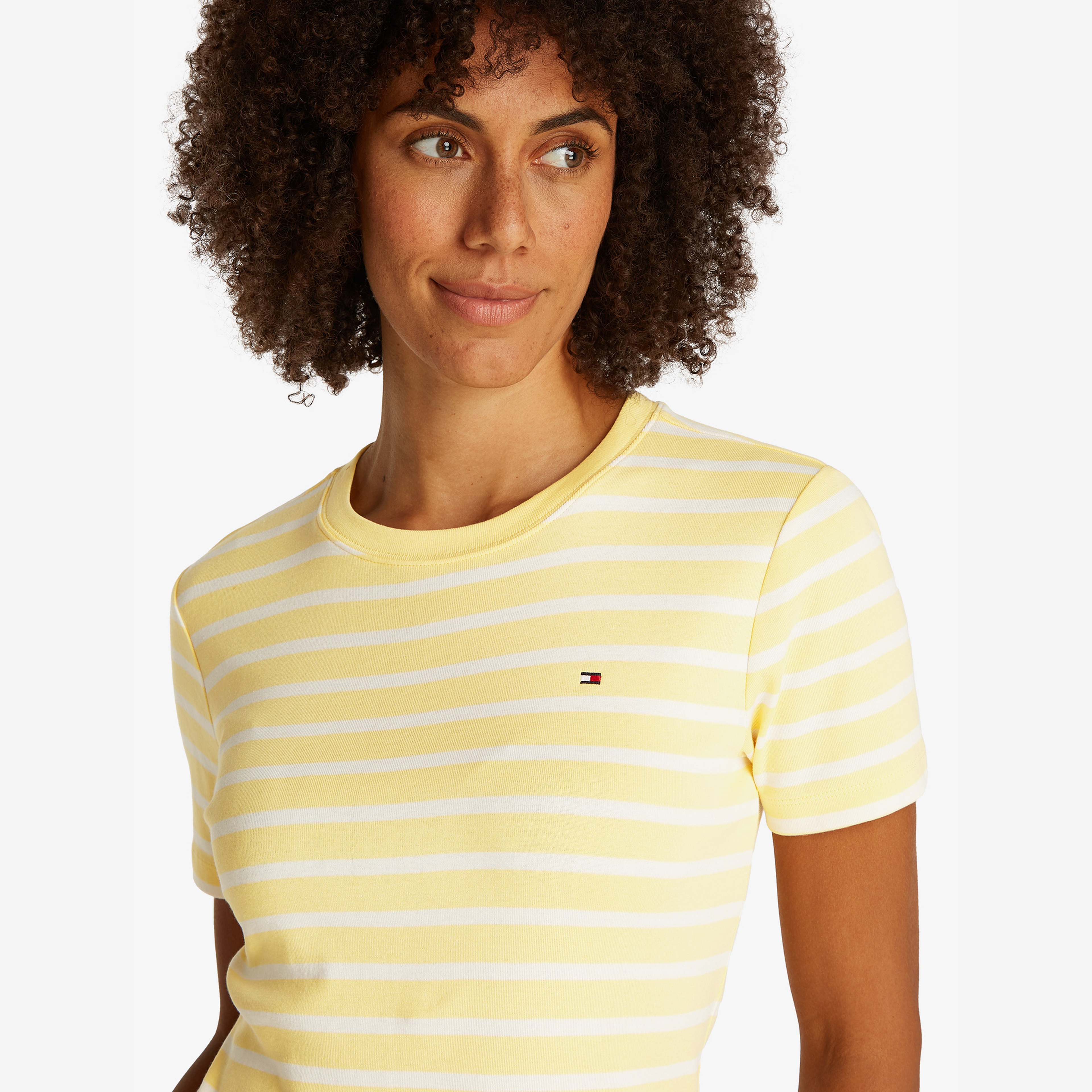 Tommy Hilfiger Slim Cody C-Nk Kadın Sarı T-Shirt