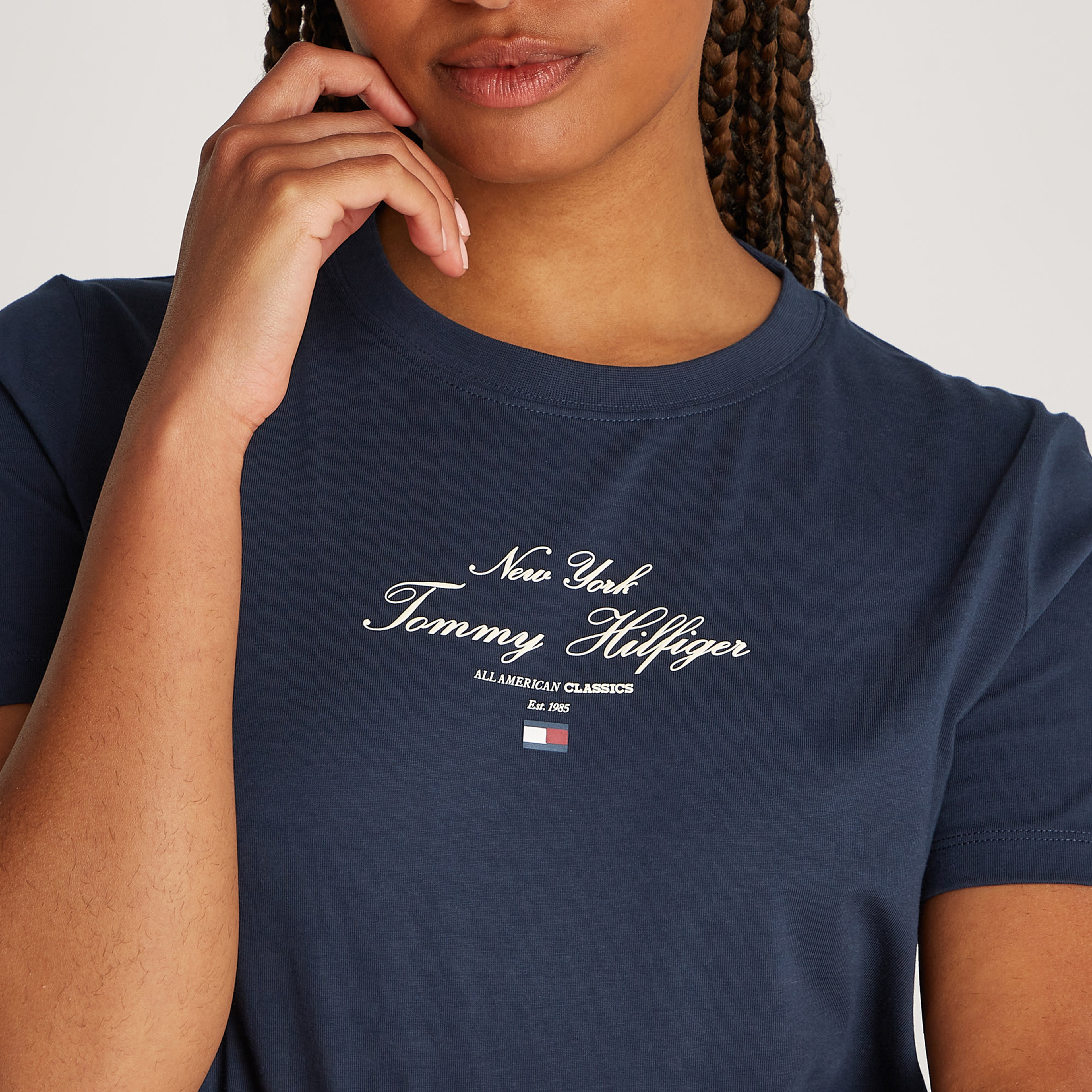 Tommy Hilfiger Reg Script C-Nk Kadın Lacivert T-Shirt
