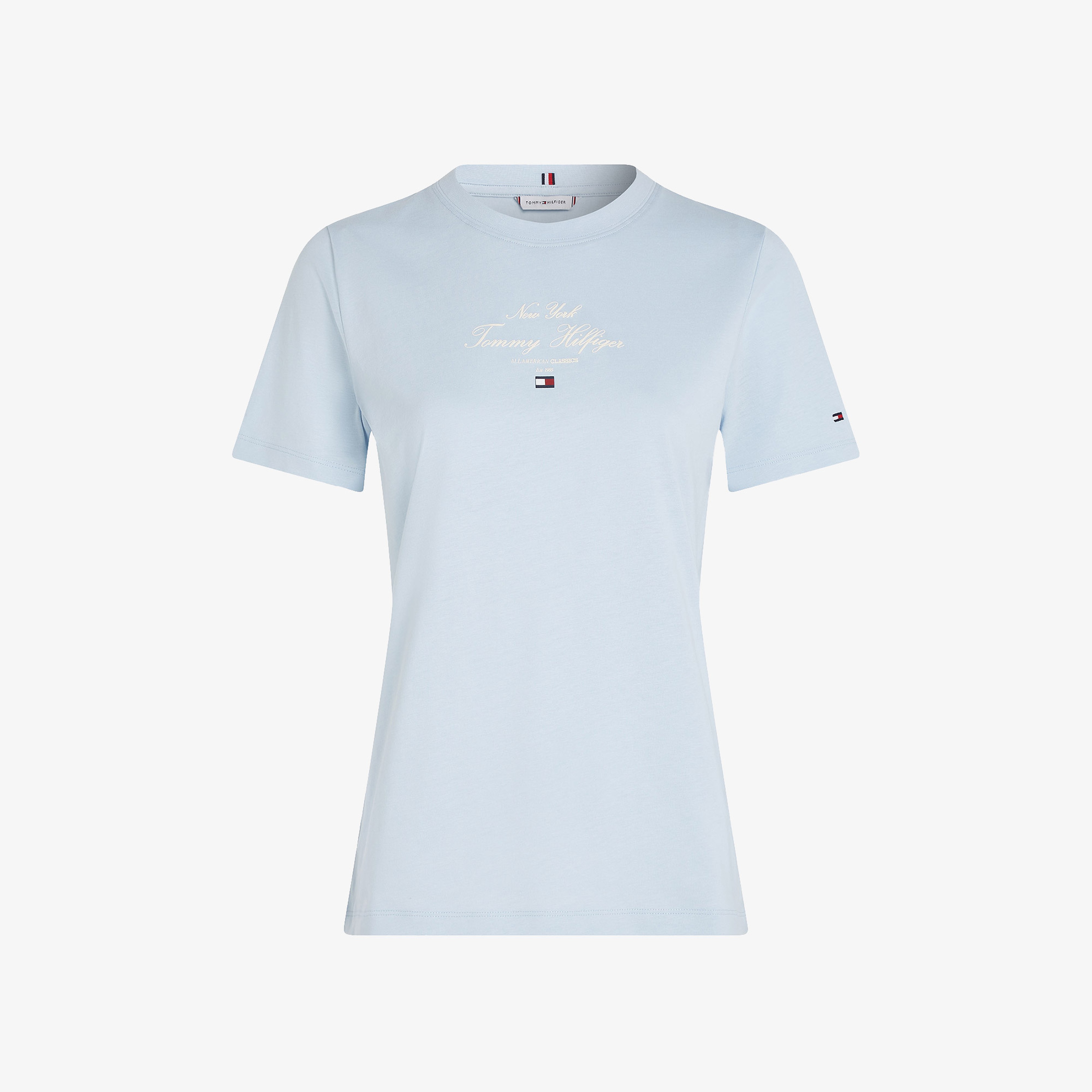 Tommy Hilfiger Reg Script C-Nk Kadın Mavi T-Shirt