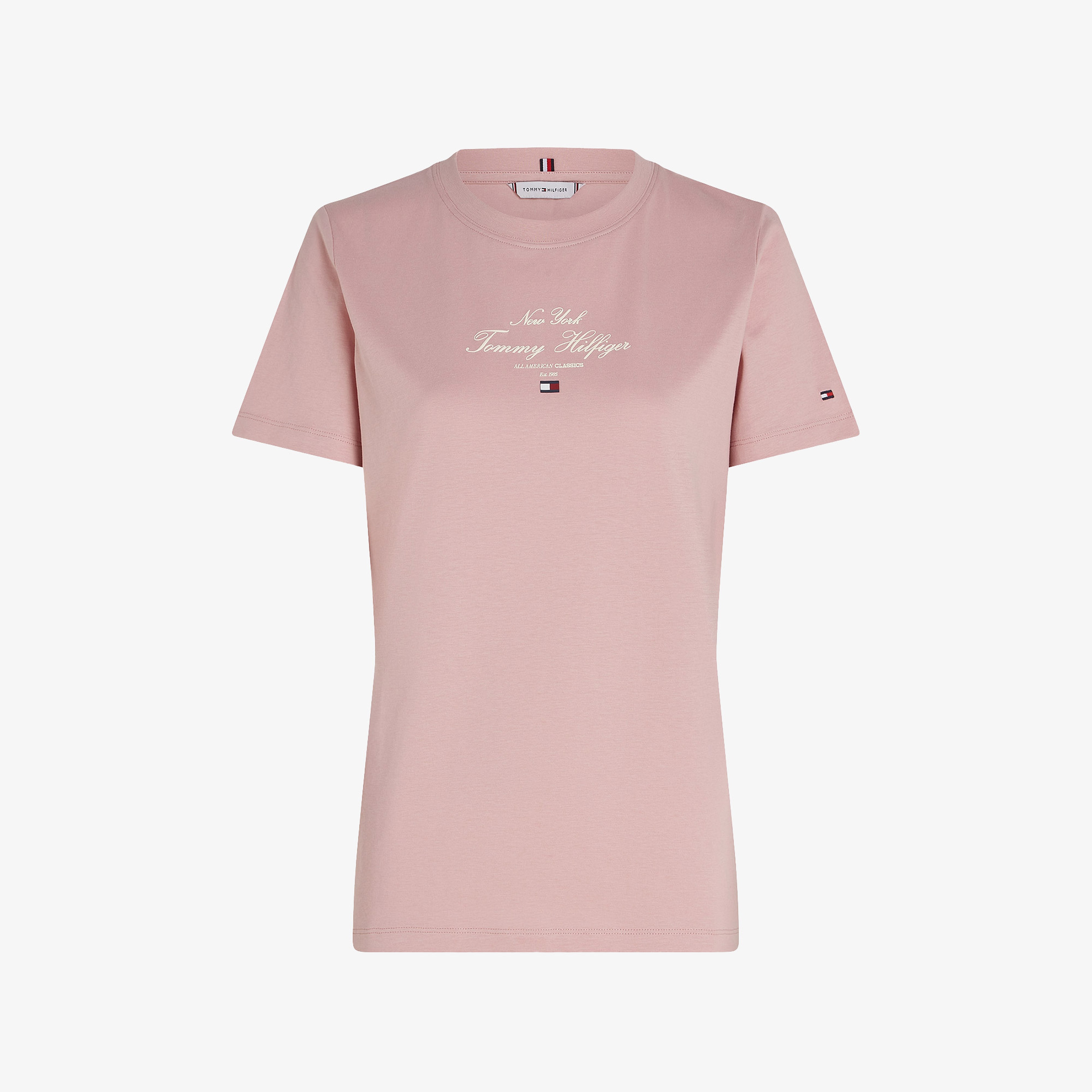 Tommy Hilfiger Reg Script C-Nk Kadın Pembe T-Shirt