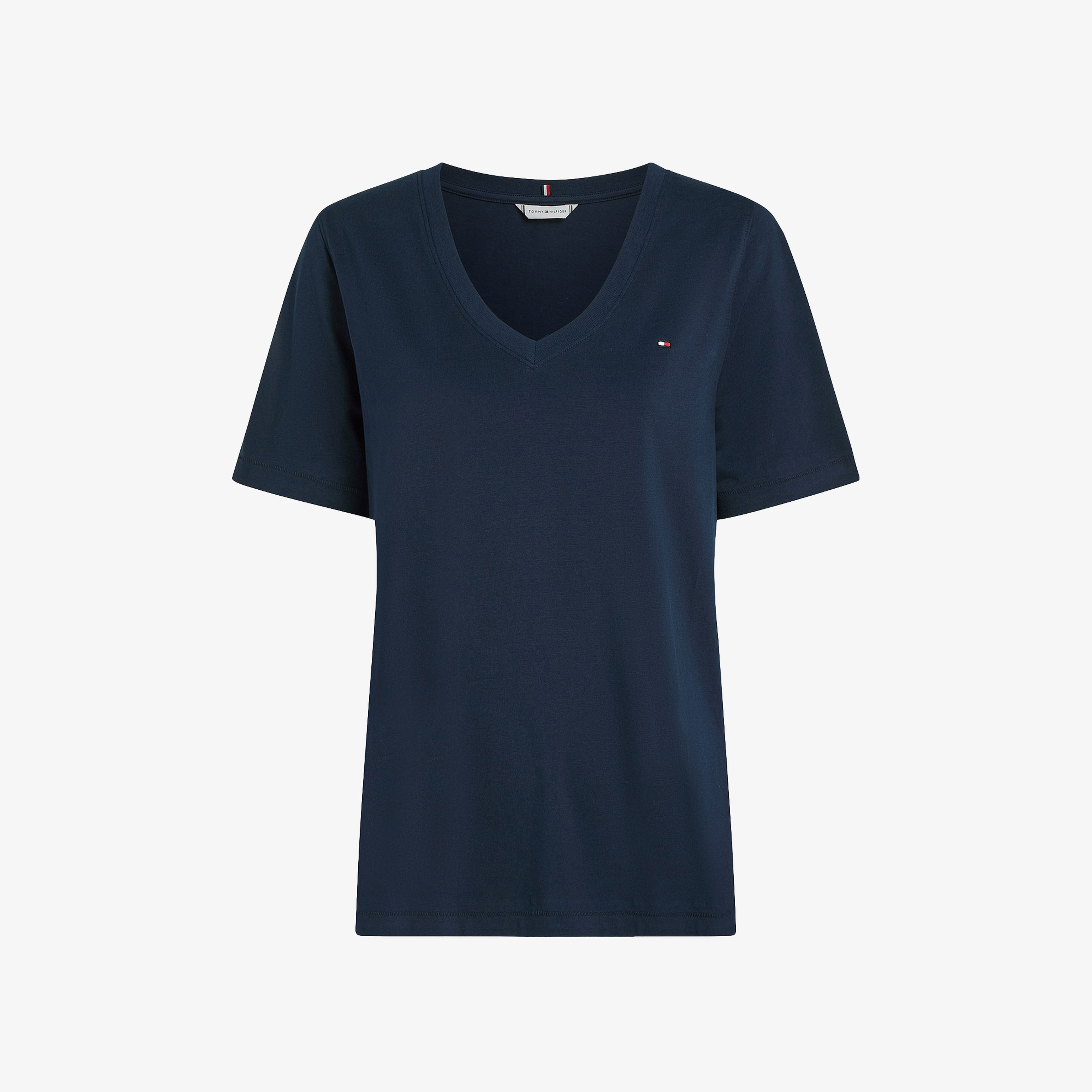 Tommy Hilfiger Modern Regular Flag V-Nk Kadın Lacivert T-Shirt